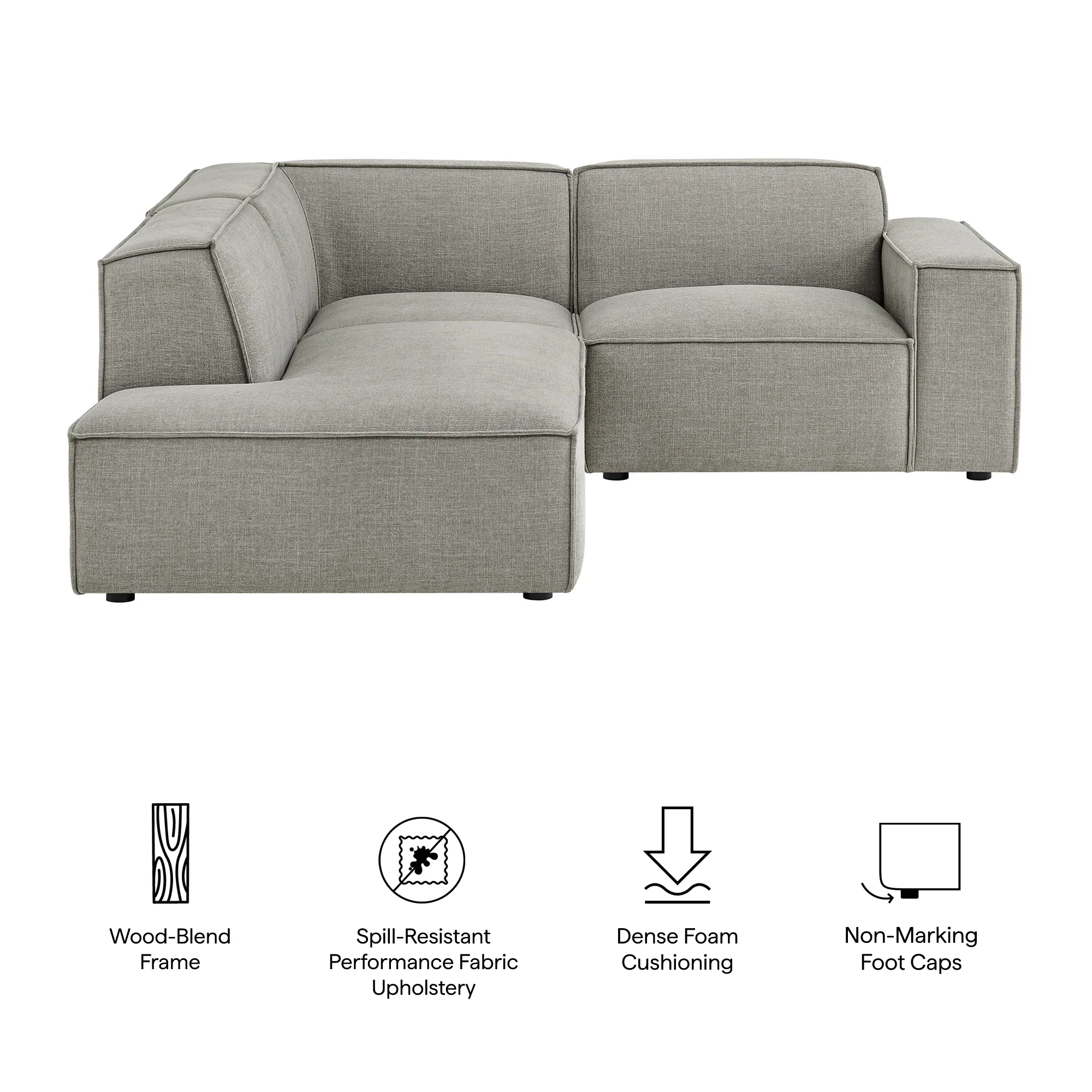 Restore 3-Piece Performance Fabric Upholstered Modular L-Shaped Sectional Sofa by Modway - Image 40