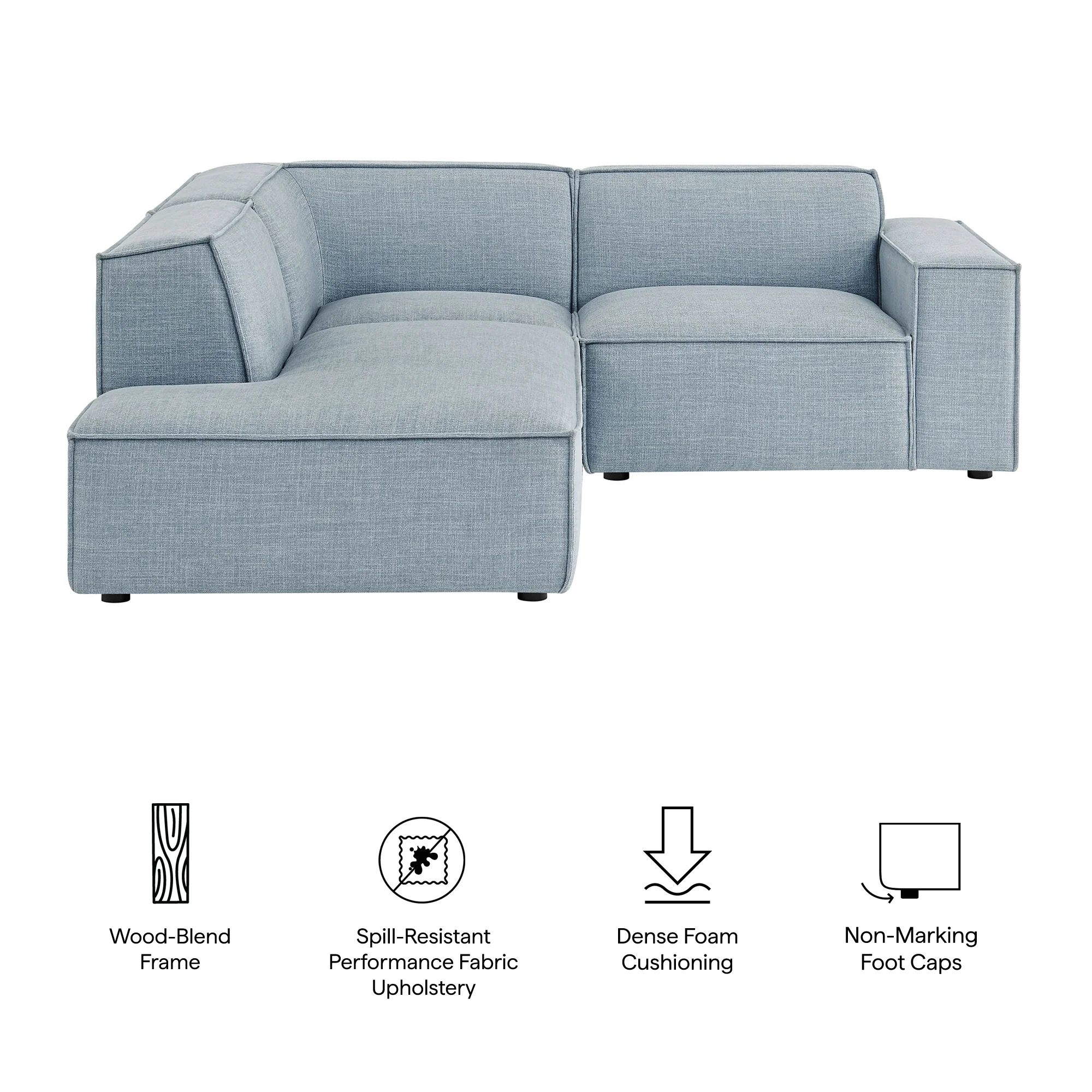 Restore 3-Piece Performance Fabric Upholstered Modular L-Shaped Sectional Sofa by Modway - Image 51