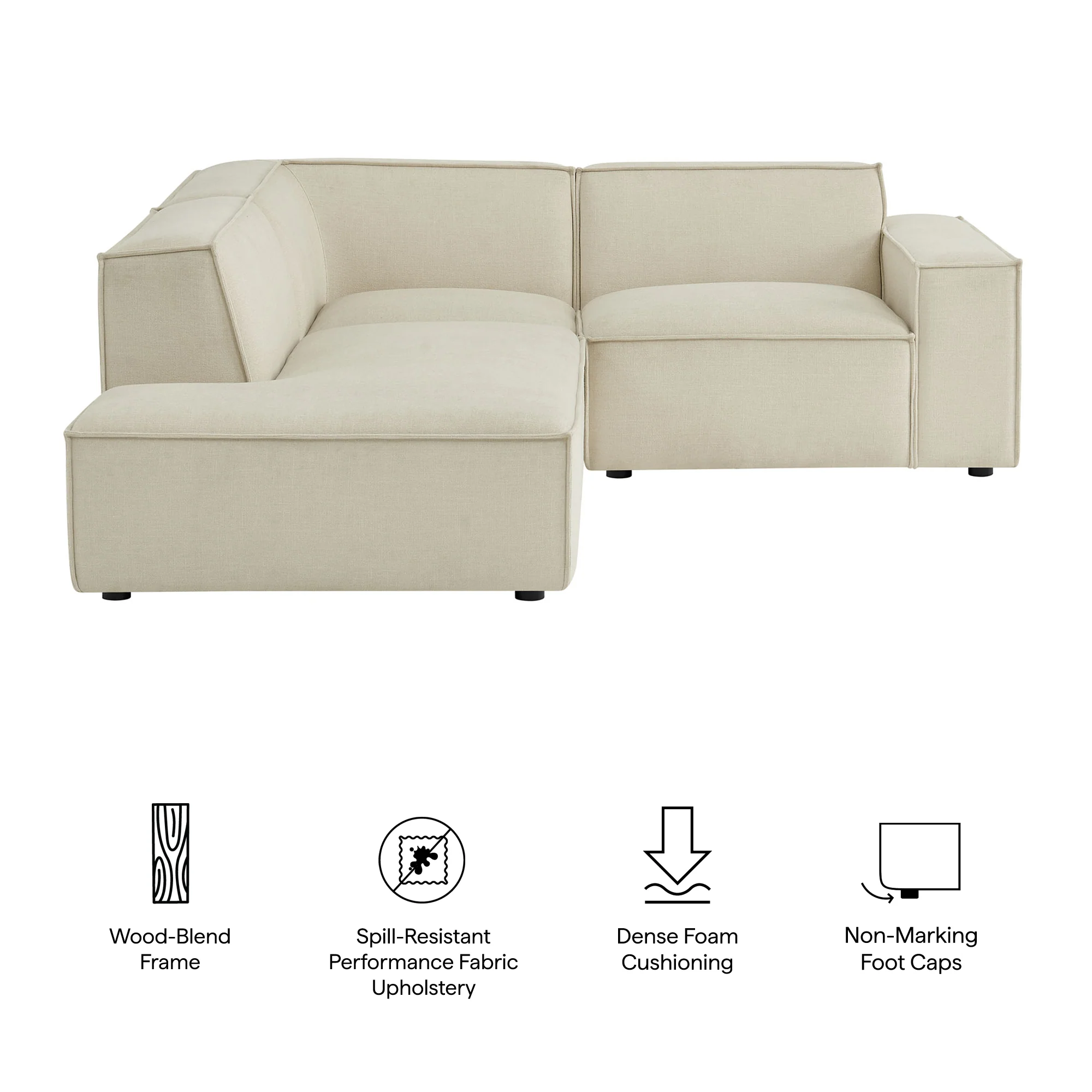 Restore 3-Piece Performance Fabric Upholstered Modular L-Shaped Sectional Sofa by Modway - Image 7