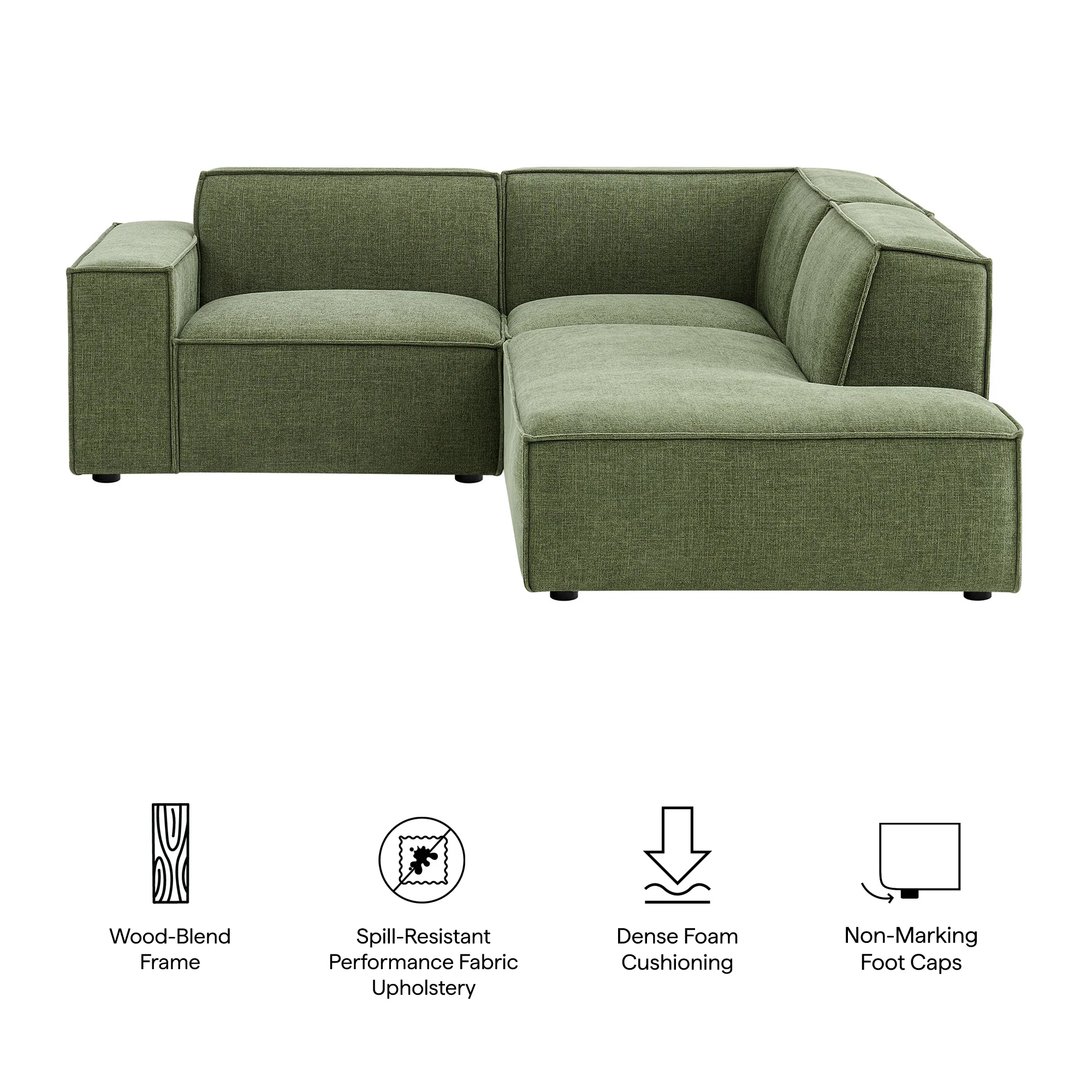 Restore 3-Piece Performance Fabric Upholstered Modular L-Shaped Sectional Sofa by Modway - Image 18