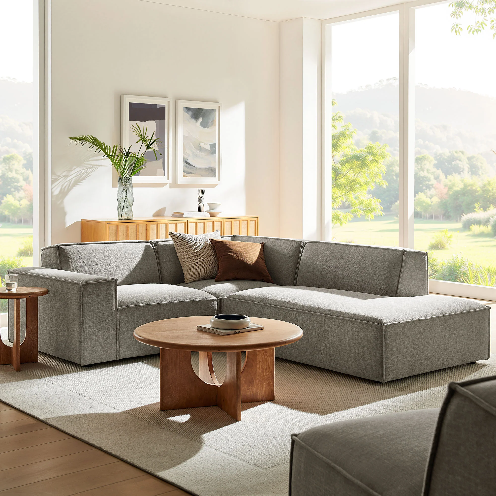 Restore 3-Piece Performance Fabric Upholstered Modular L-Shaped Sectional Sofa by Modway - Image 39