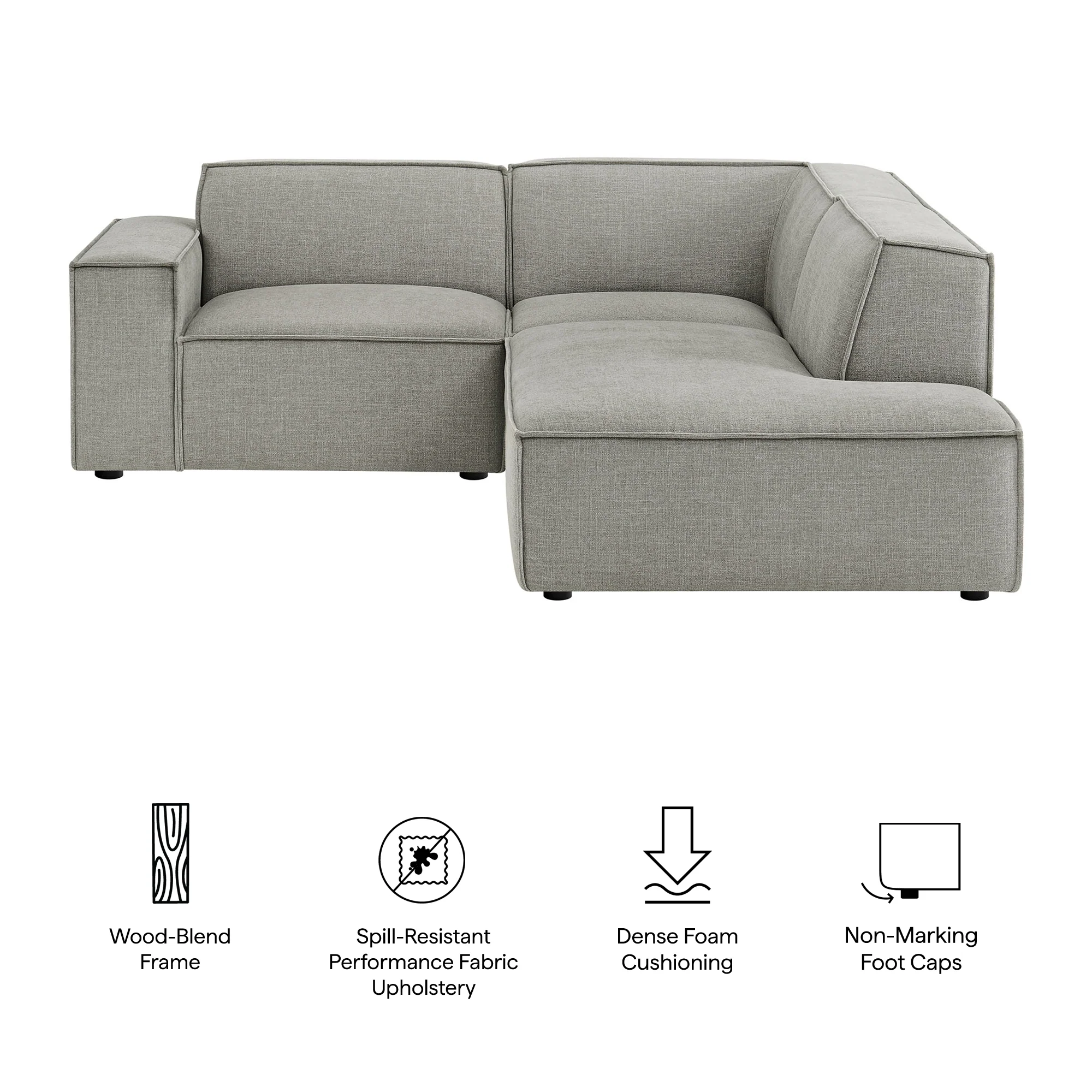 Restore 3-Piece Performance Fabric Upholstered Modular L-Shaped Sectional Sofa by Modway - Image 40