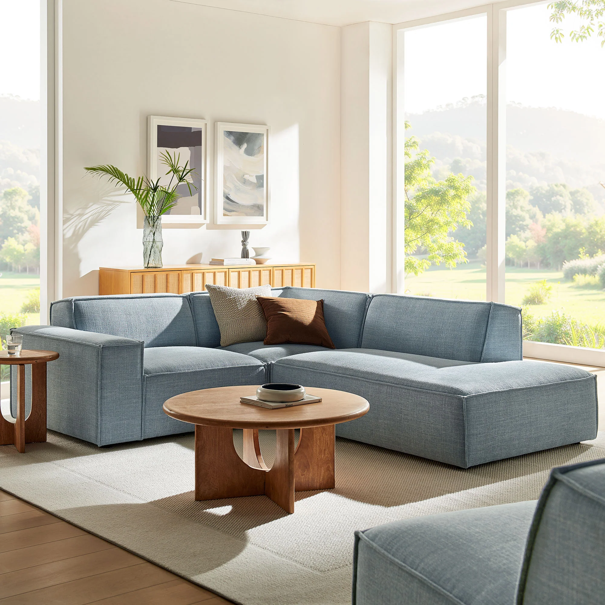 Restore 3-Piece Performance Fabric Upholstered Modular L-Shaped Sectional Sofa by Modway - Image 50