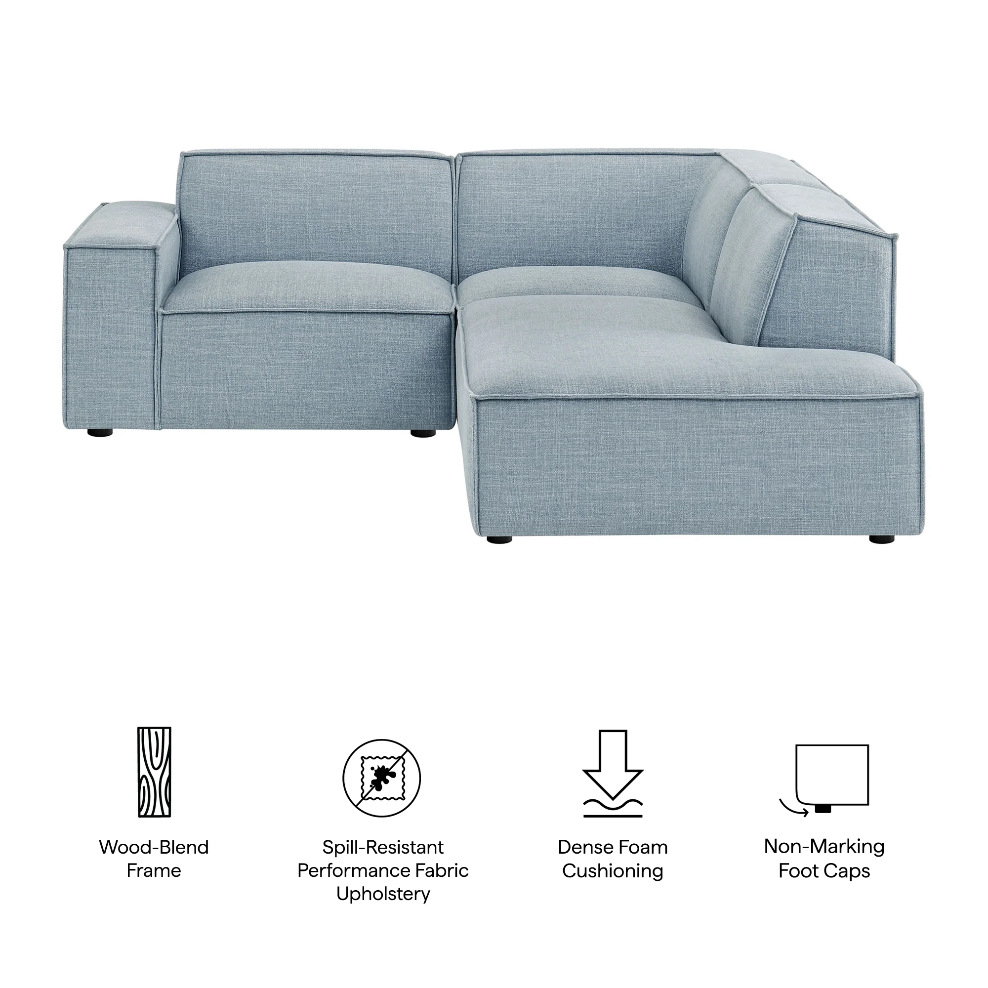 Restore 3-Piece Performance Fabric Upholstered Modular L-Shaped Sectional Sofa by Modway - Image 51