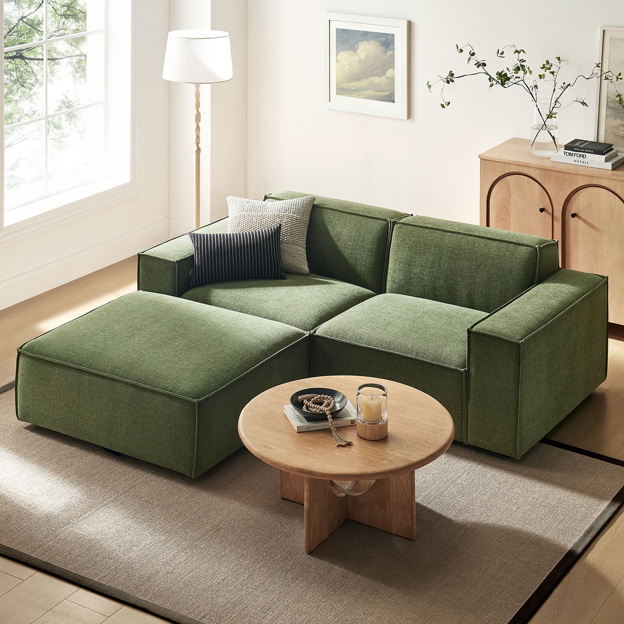 Restore 3-Piece Performance Fabric Upholstered Modular Loveseat with Ottoman by Modway - Image 19