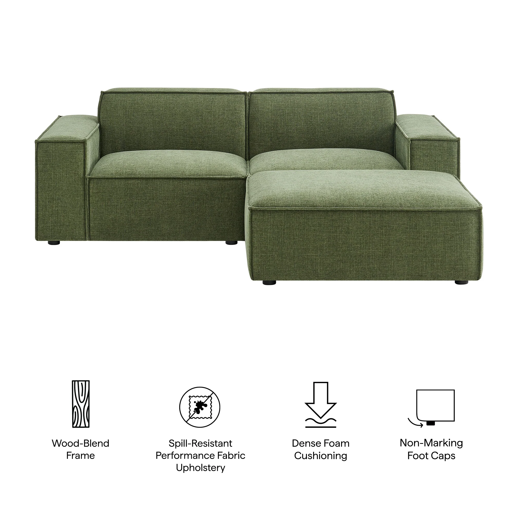 Restore 3-Piece Performance Fabric Upholstered Modular Loveseat with Ottoman by Modway - Image 20