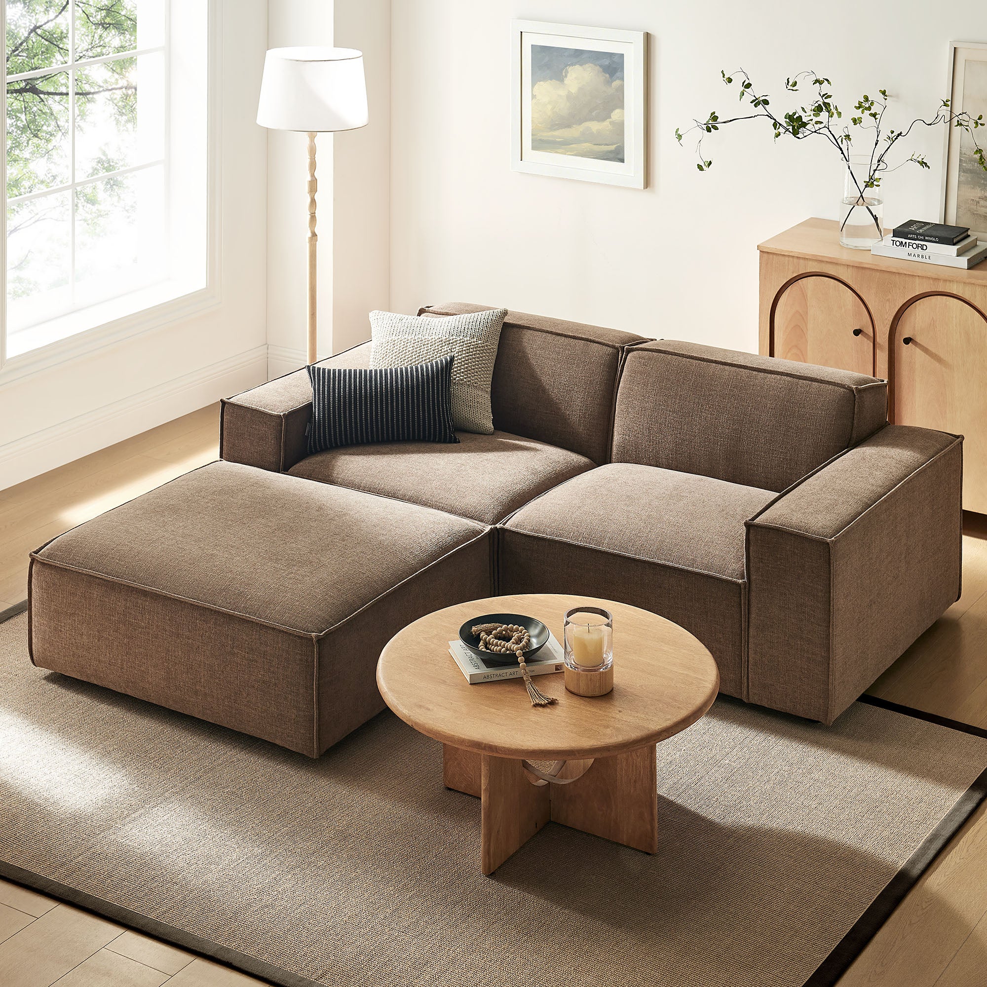 Restore 3-Piece Performance Fabric Upholstered Modular Loveseat with Ottoman by Modway - Image 31