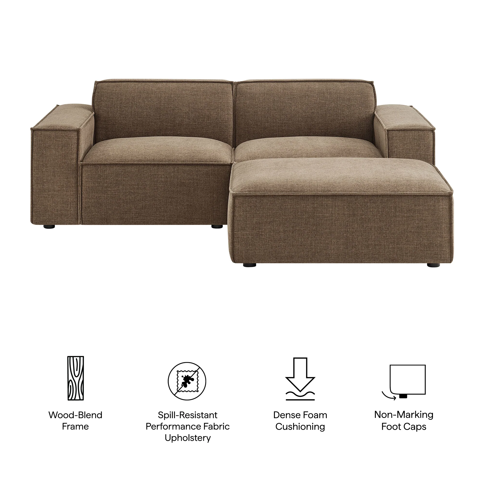 Restore 3-Piece Performance Fabric Upholstered Modular Loveseat with Ottoman by Modway - Image 32