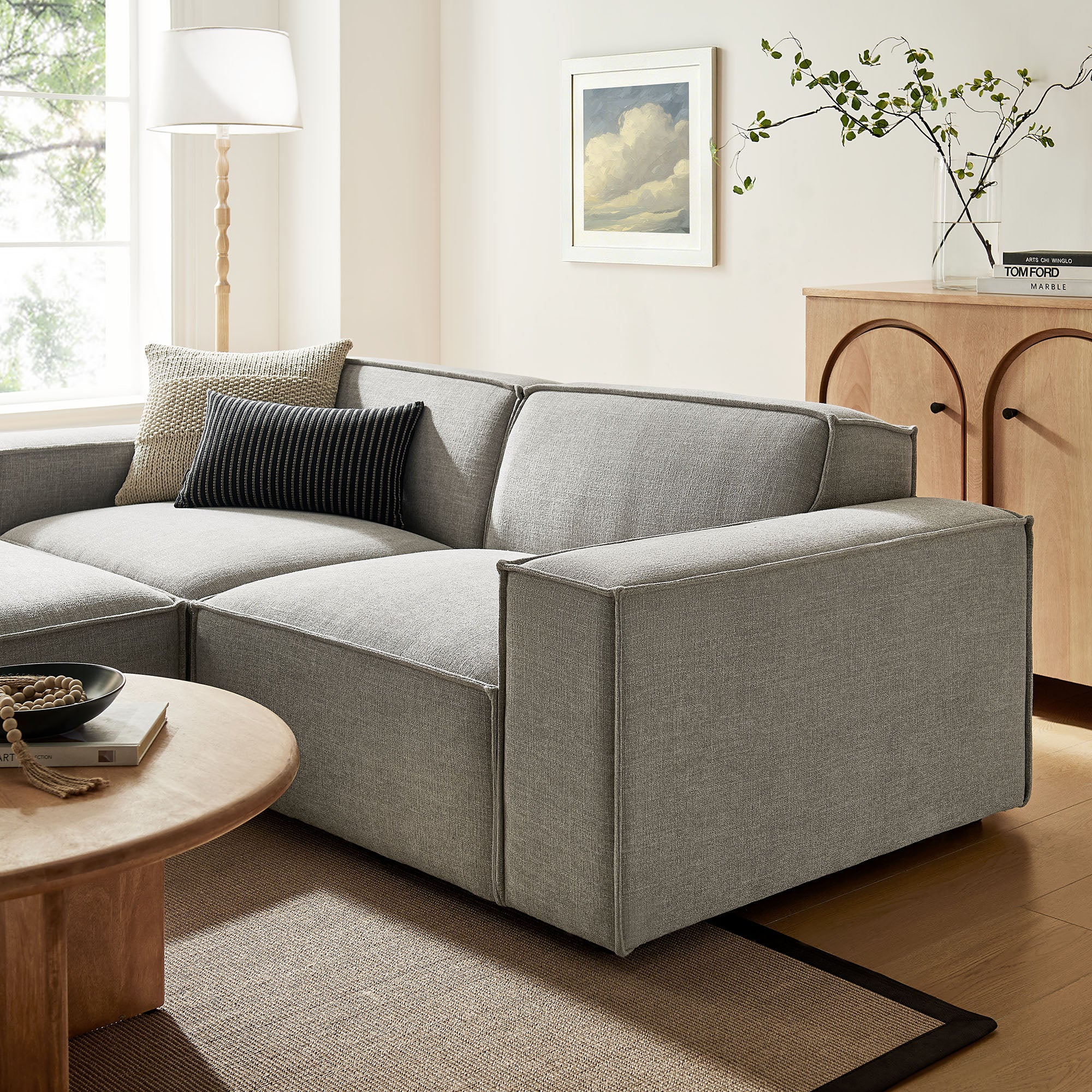 Restore 3-Piece Performance Fabric Upholstered Modular Loveseat with Ottoman by Modway - Image 41