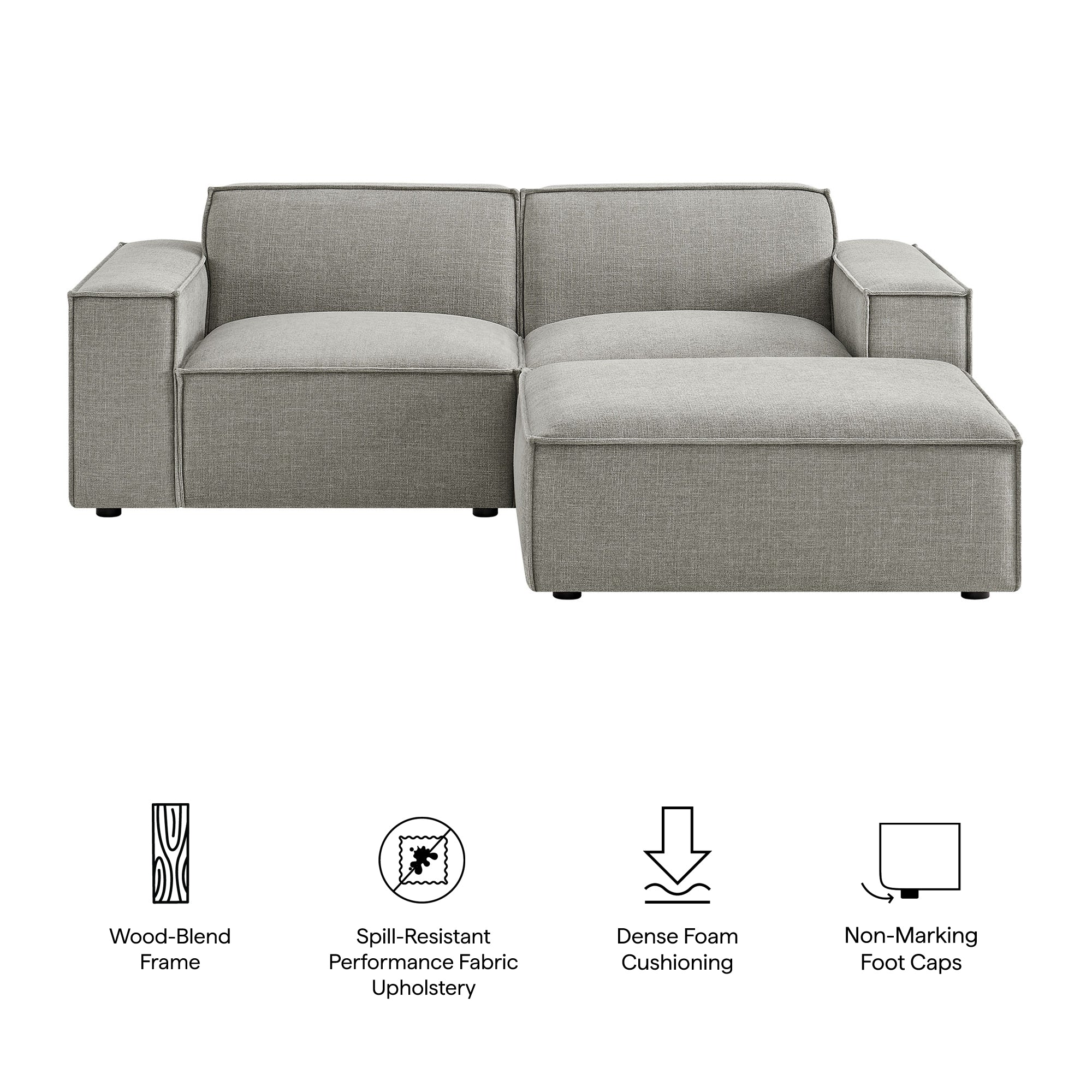 Restore 3-Piece Performance Fabric Upholstered Modular Loveseat with Ottoman by Modway - Image 44