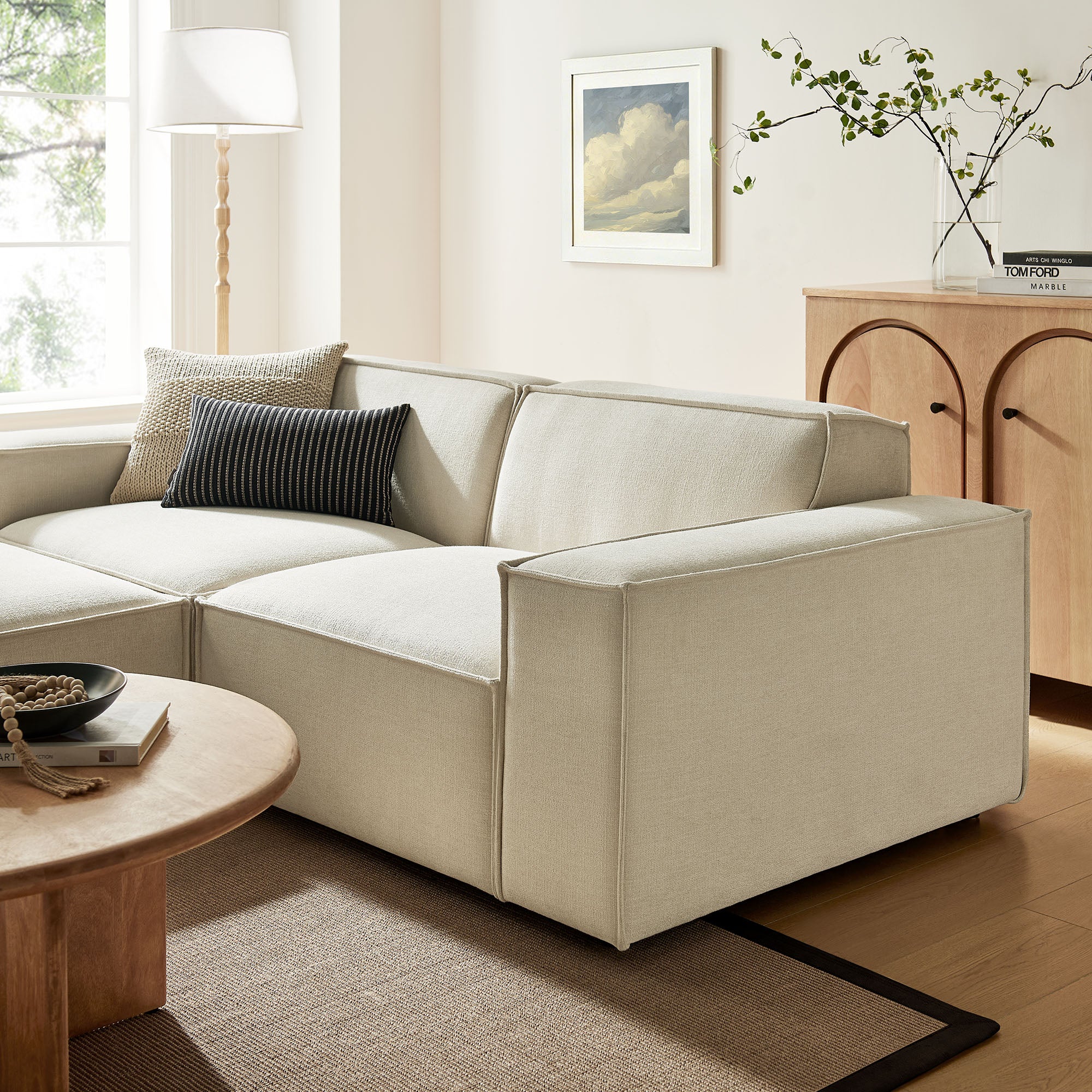 Restore 3-Piece Performance Fabric Upholstered Modular Loveseat with Ottoman by Modway - Image 5