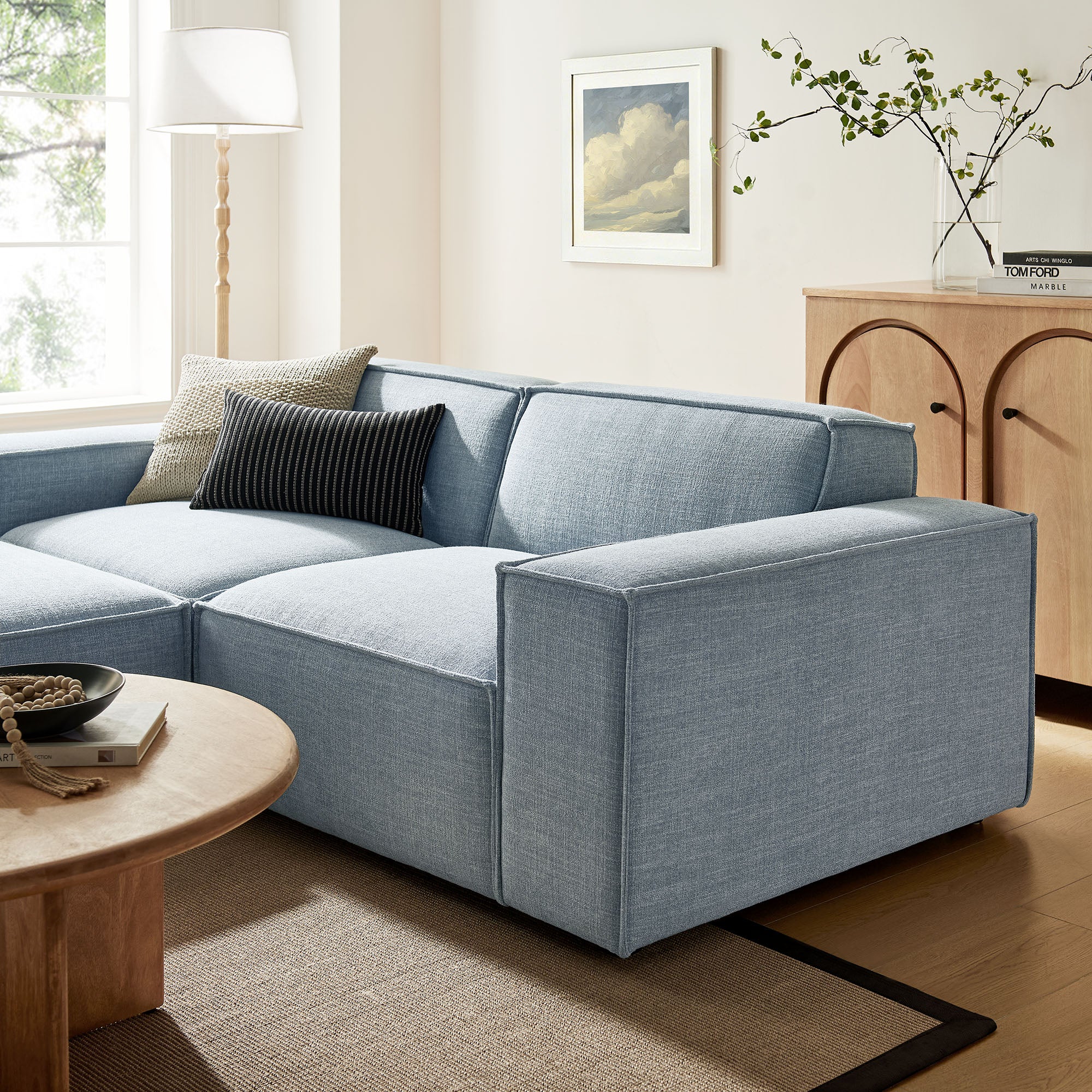 Restore 3-Piece Performance Fabric Upholstered Modular Loveseat with Ottoman by Modway - Image 53