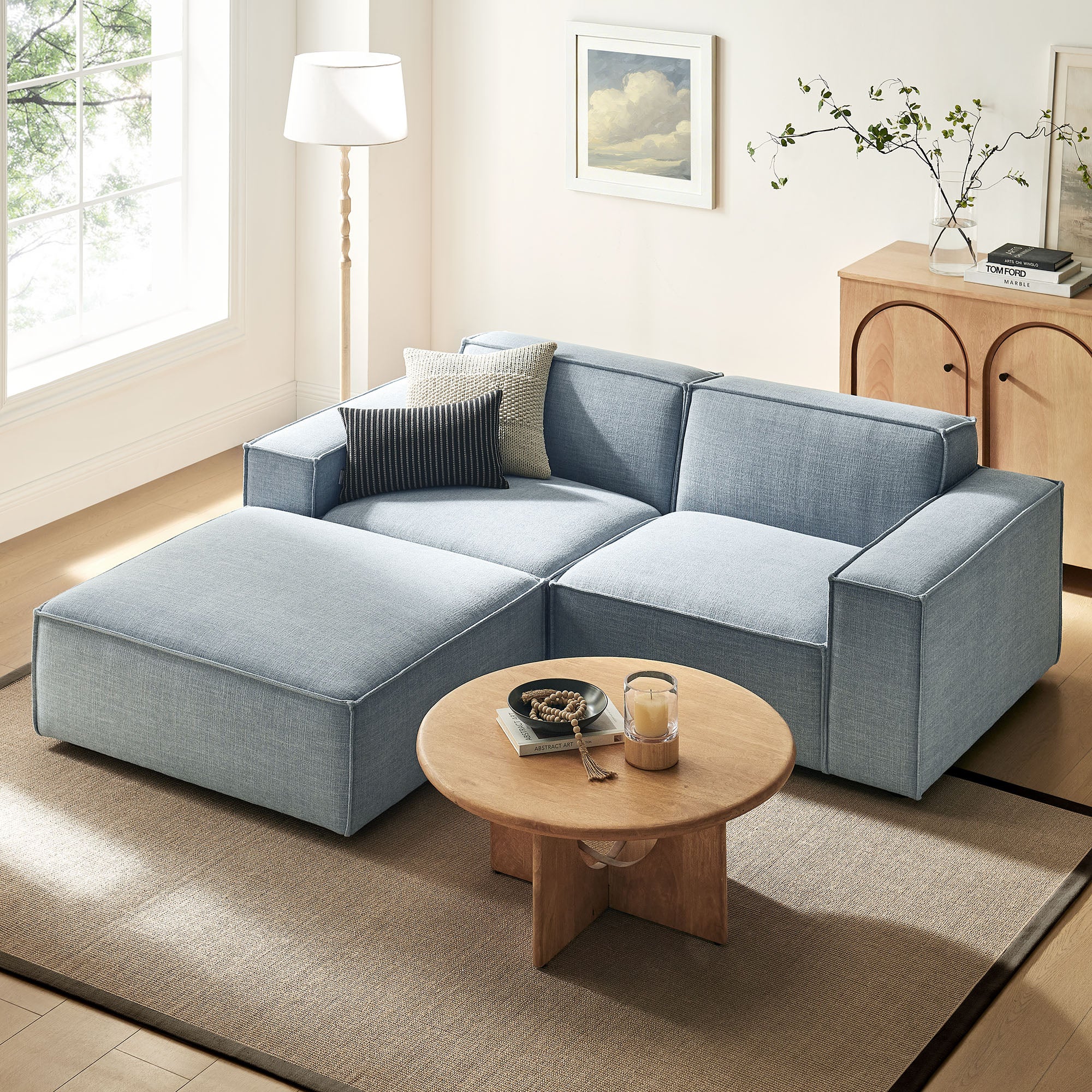 Restore 3-Piece Performance Fabric Upholstered Modular Loveseat with Ottoman by Modway - Image 55