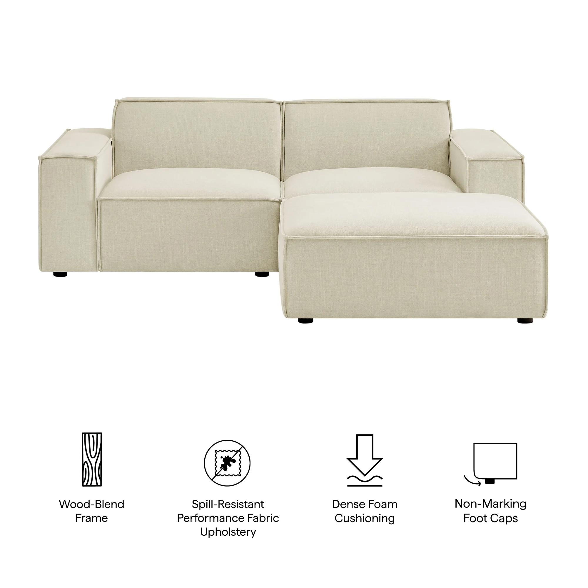 Restore 3-Piece Performance Fabric Upholstered Modular Loveseat with Ottoman by Modway - Image 8
