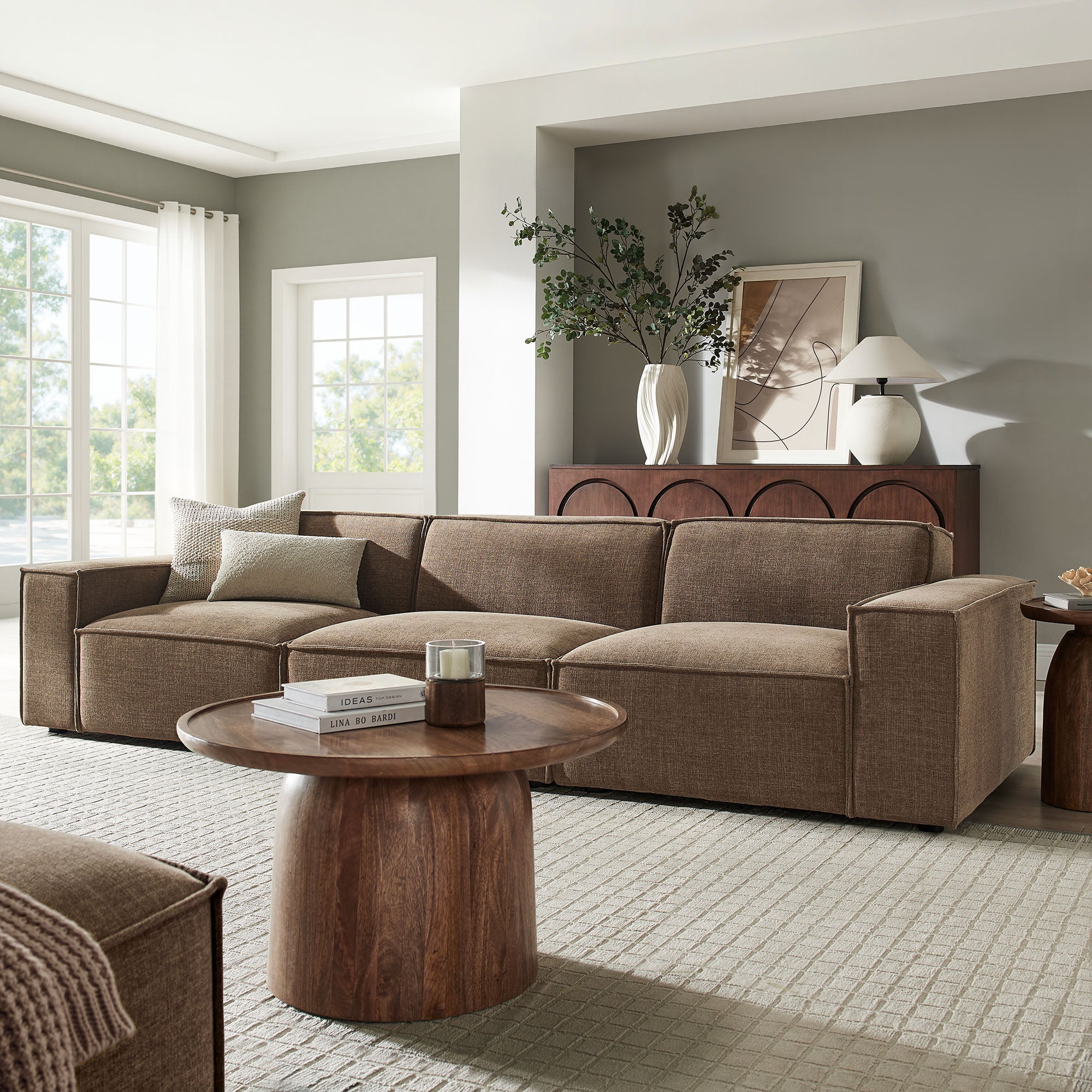 Restore 3-Piece Performance Fabric Upholstered Modular Sofa Set by Modway - Image 28
