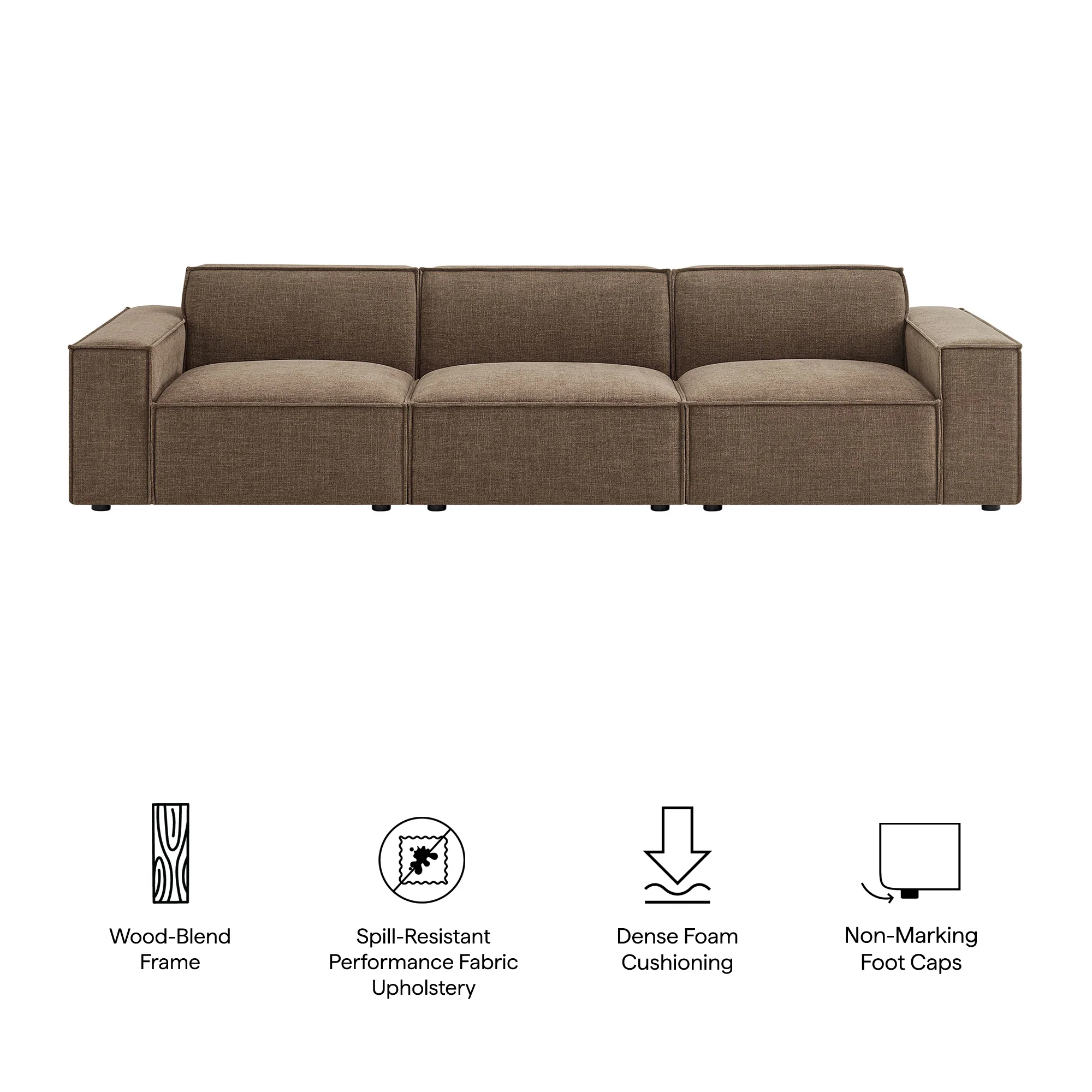 Restore 3-Piece Performance Fabric Upholstered Modular Sofa Set by Modway - Image 29