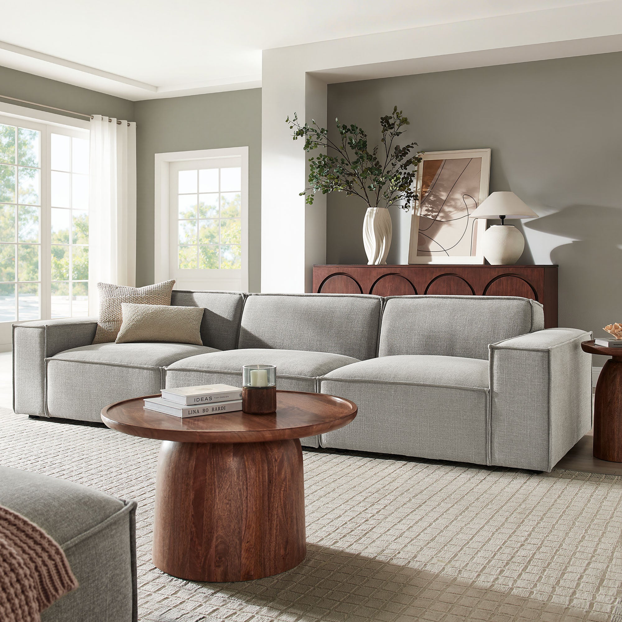 Restore 3-Piece Performance Fabric Upholstered Modular Sofa Set by Modway - Image 39