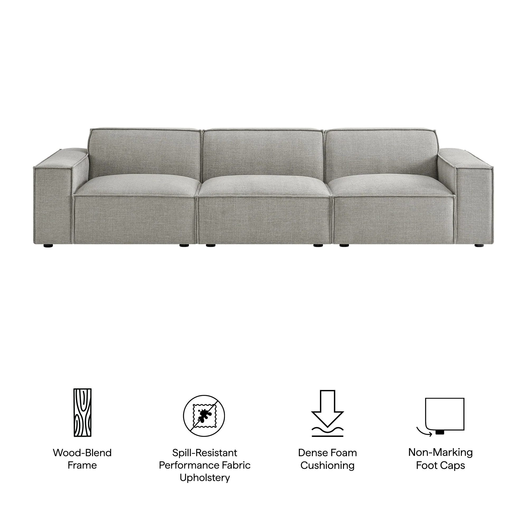 Restore 3-Piece Performance Fabric Upholstered Modular Sofa Set by Modway - Image 40
