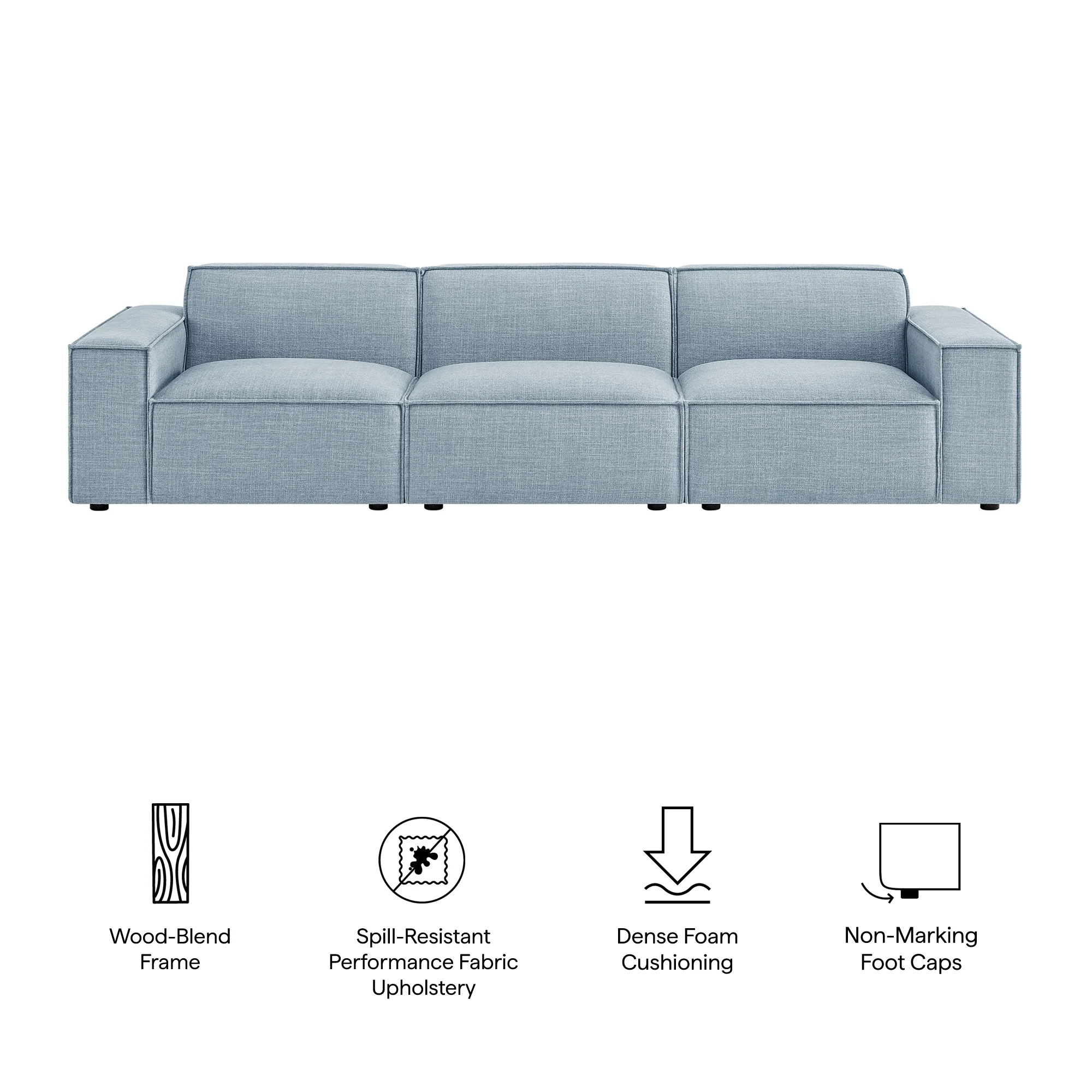 Restore 3-Piece Performance Fabric Upholstered Modular Sofa Set by Modway - Image 51