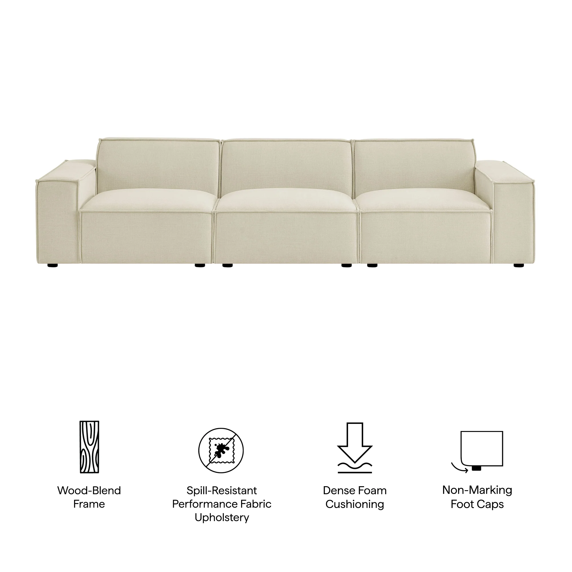 Restore 3-Piece Performance Fabric Upholstered Modular Sofa Set by Modway - Image 7
