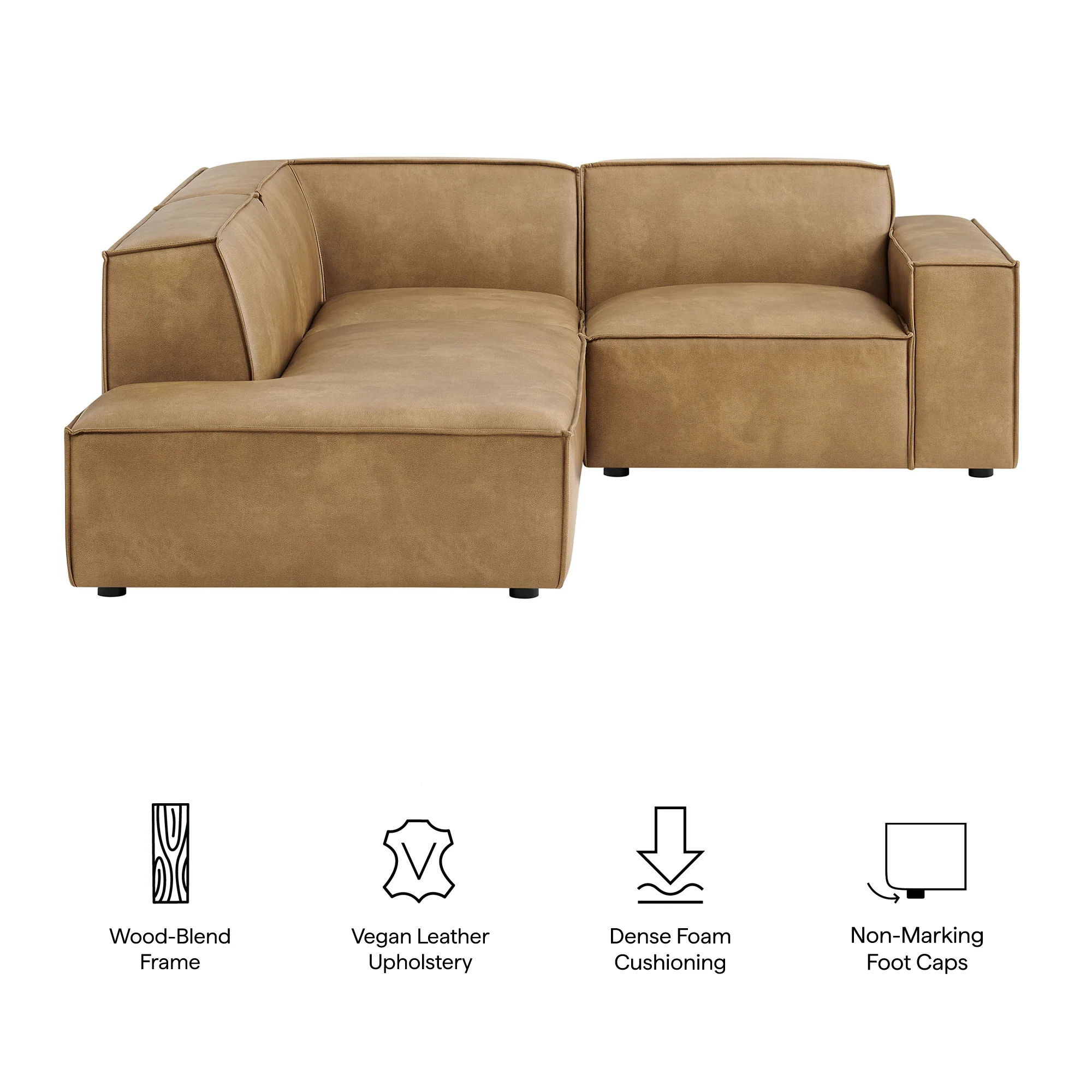 Restore 3-Piece Vegan Leather Modular L-Shaped Sectional Sofa by Modway - Image 17