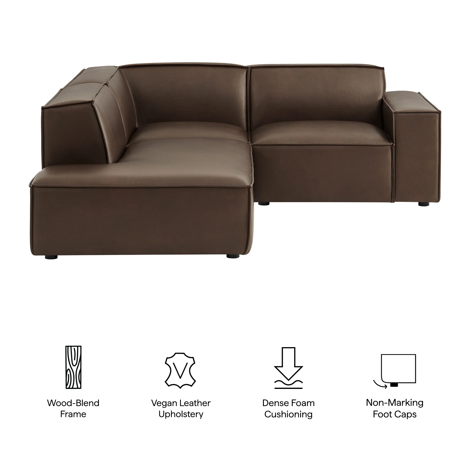 Restore 3-Piece Vegan Leather Modular L-Shaped Sectional Sofa by Modway - Image 7