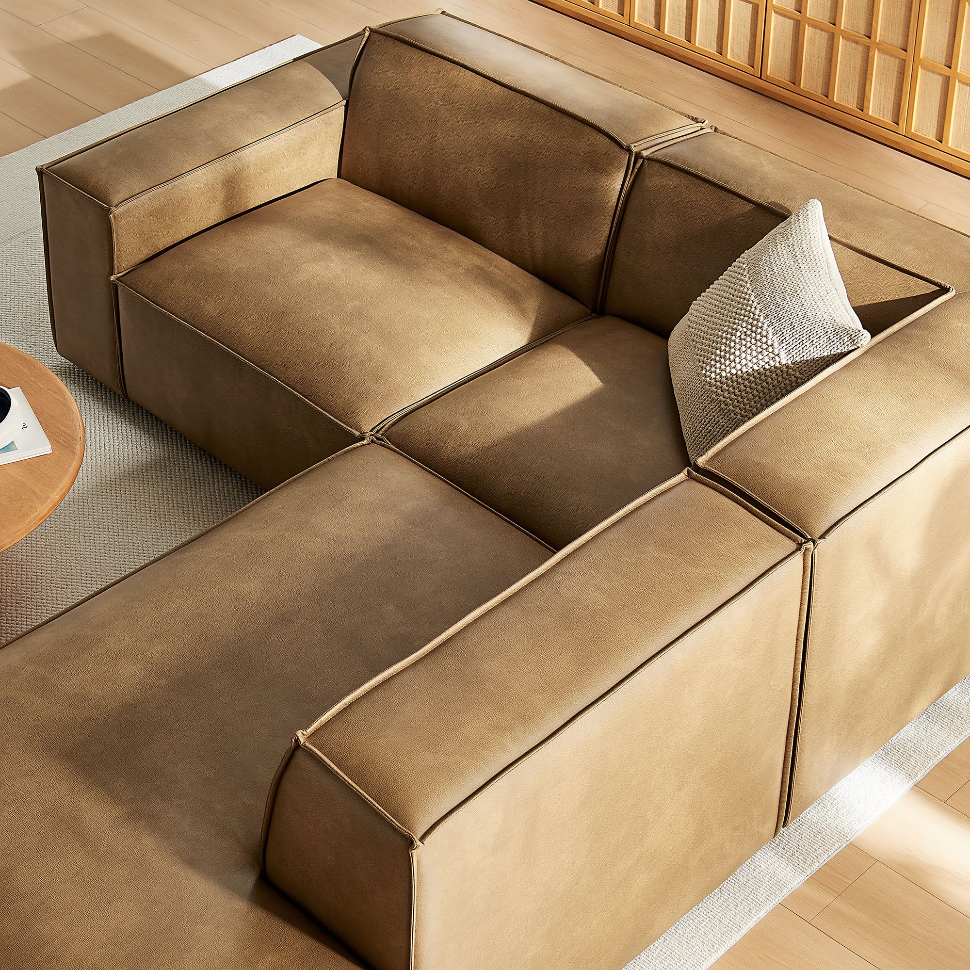 Restore 3-Piece Vegan Leather Modular L-Shaped Sectional Sofa by Modway - Image 15