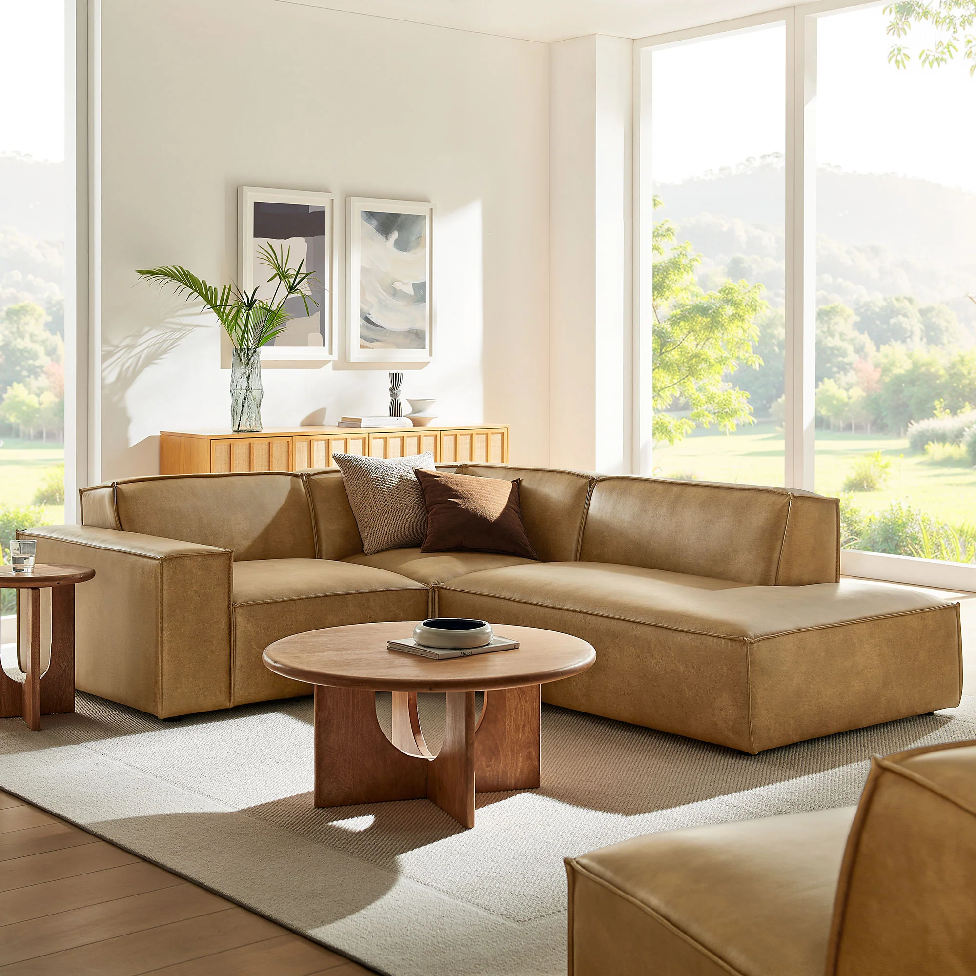 Restore 3-Piece Vegan Leather Modular L-Shaped Sectional Sofa by Modway - Image 16