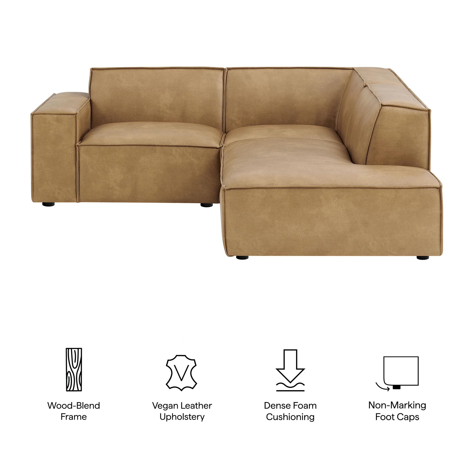Restore 3-Piece Vegan Leather Modular L-Shaped Sectional Sofa by Modway - Image 17