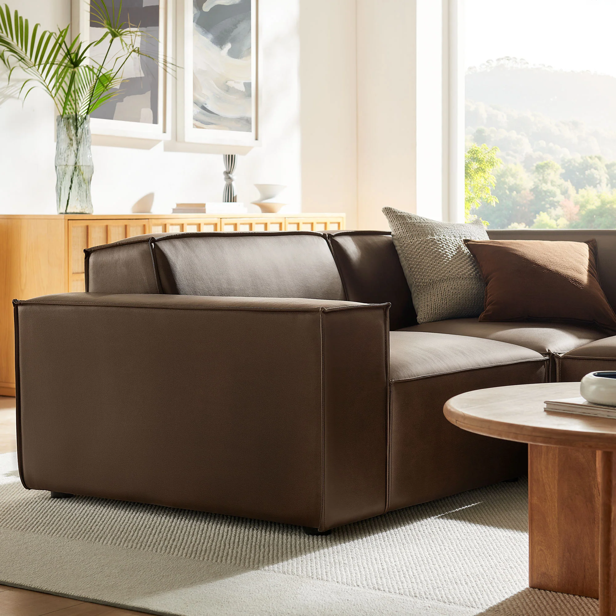 Restore 3-Piece Vegan Leather Modular L-Shaped Sectional Sofa by Modway - Image 5