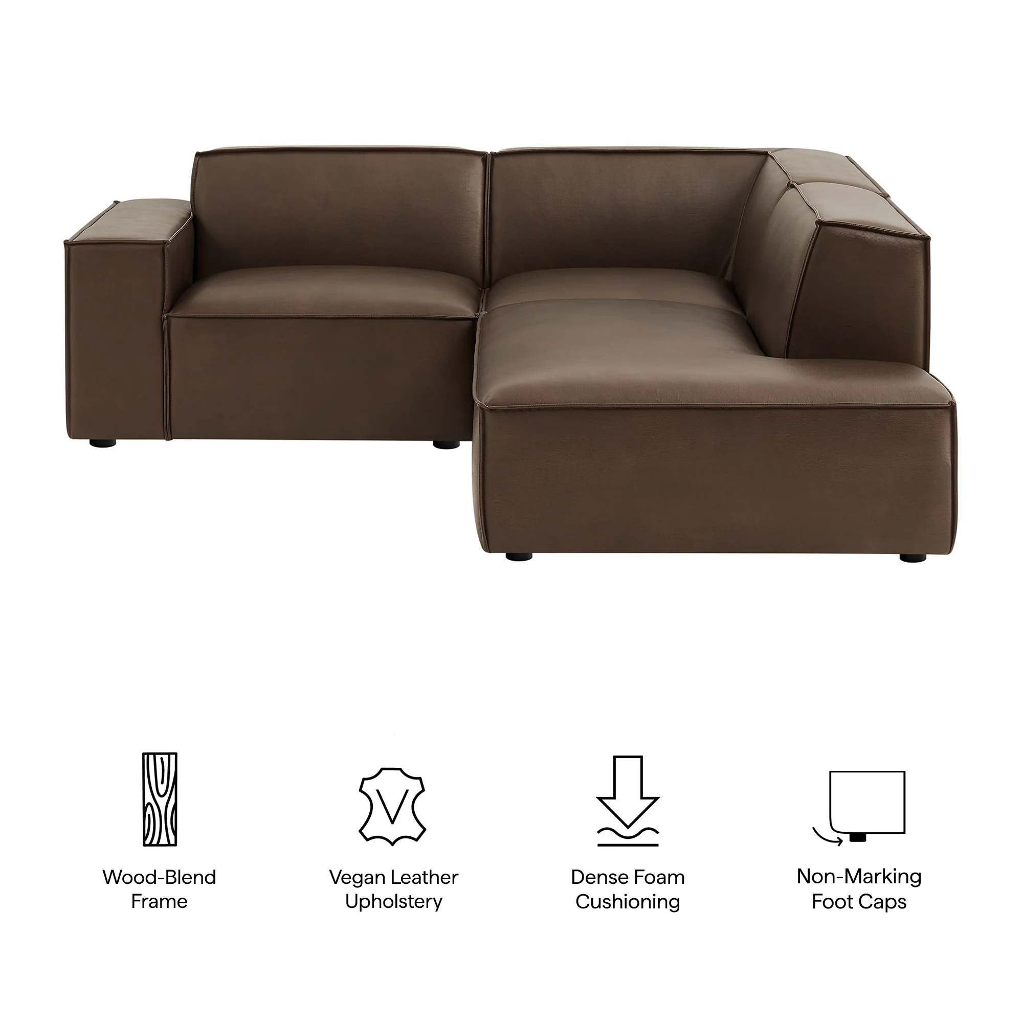Restore 3-Piece Vegan Leather Modular L-Shaped Sectional Sofa by Modway - Image 7