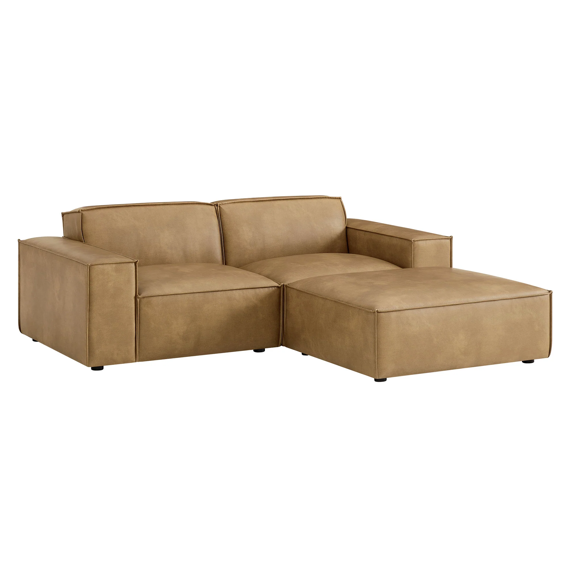 Restore 3-Piece Vegan Leather Modular Loveseat with Ottoman by Modway - Image 12