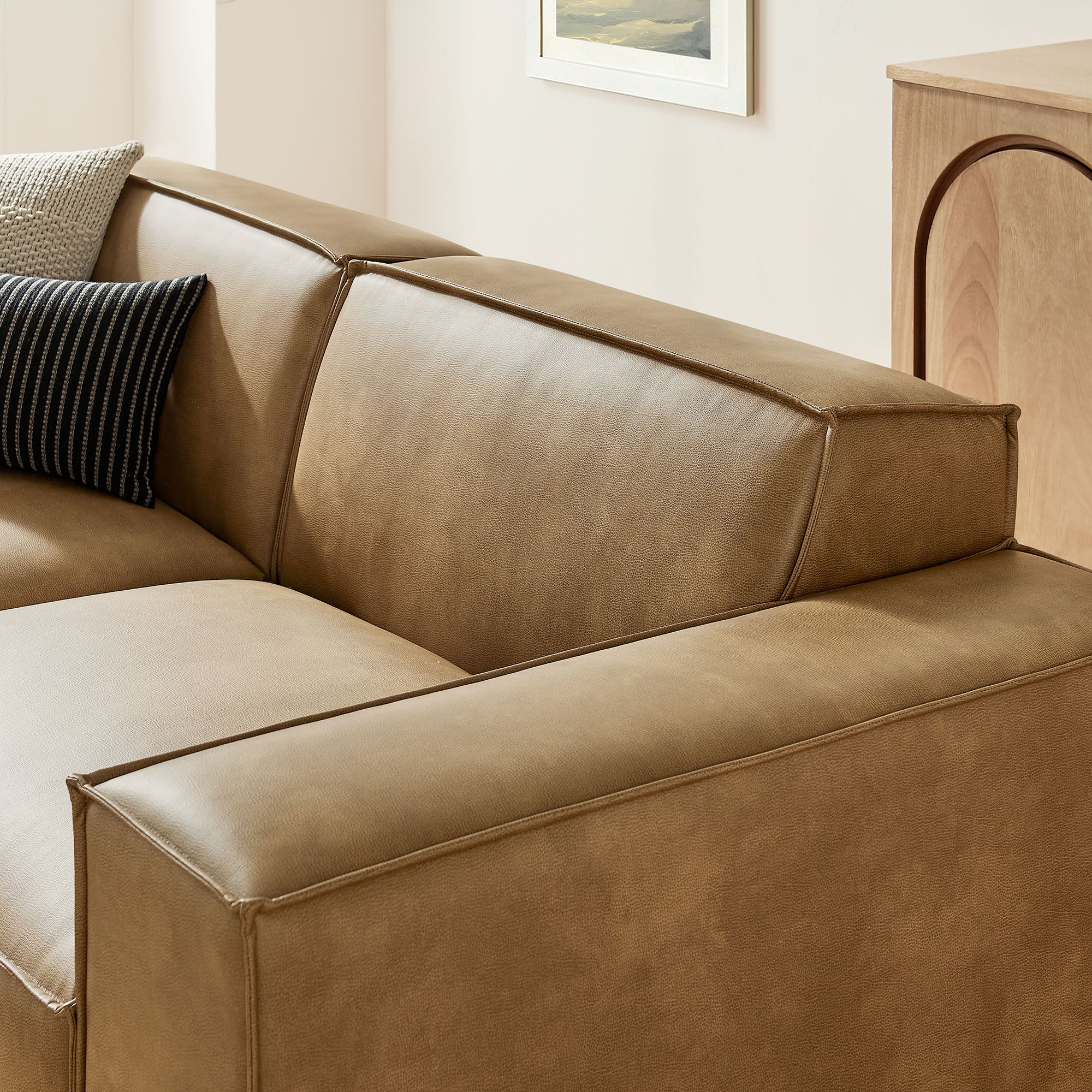 Restore 3-Piece Vegan Leather Modular Loveseat with Ottoman by Modway - Image 17