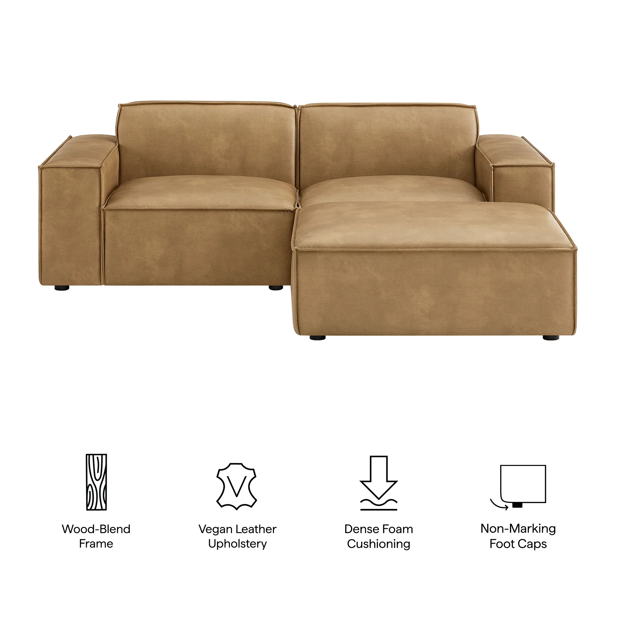 Restore 3-Piece Vegan Leather Modular Loveseat with Ottoman by Modway - Image 19