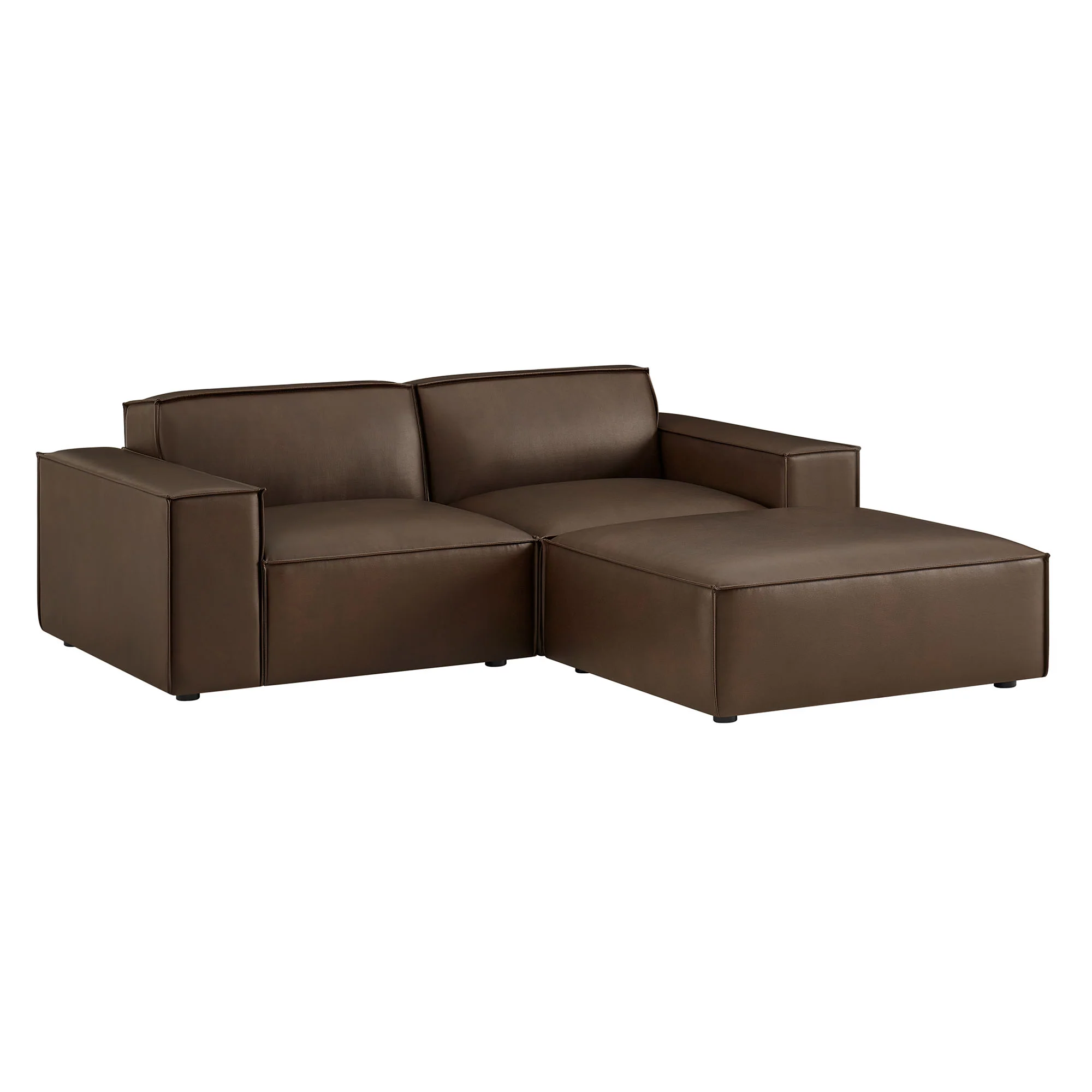 Restore 3-Piece Vegan Leather Modular Loveseat with Ottoman by Modway - Image 2