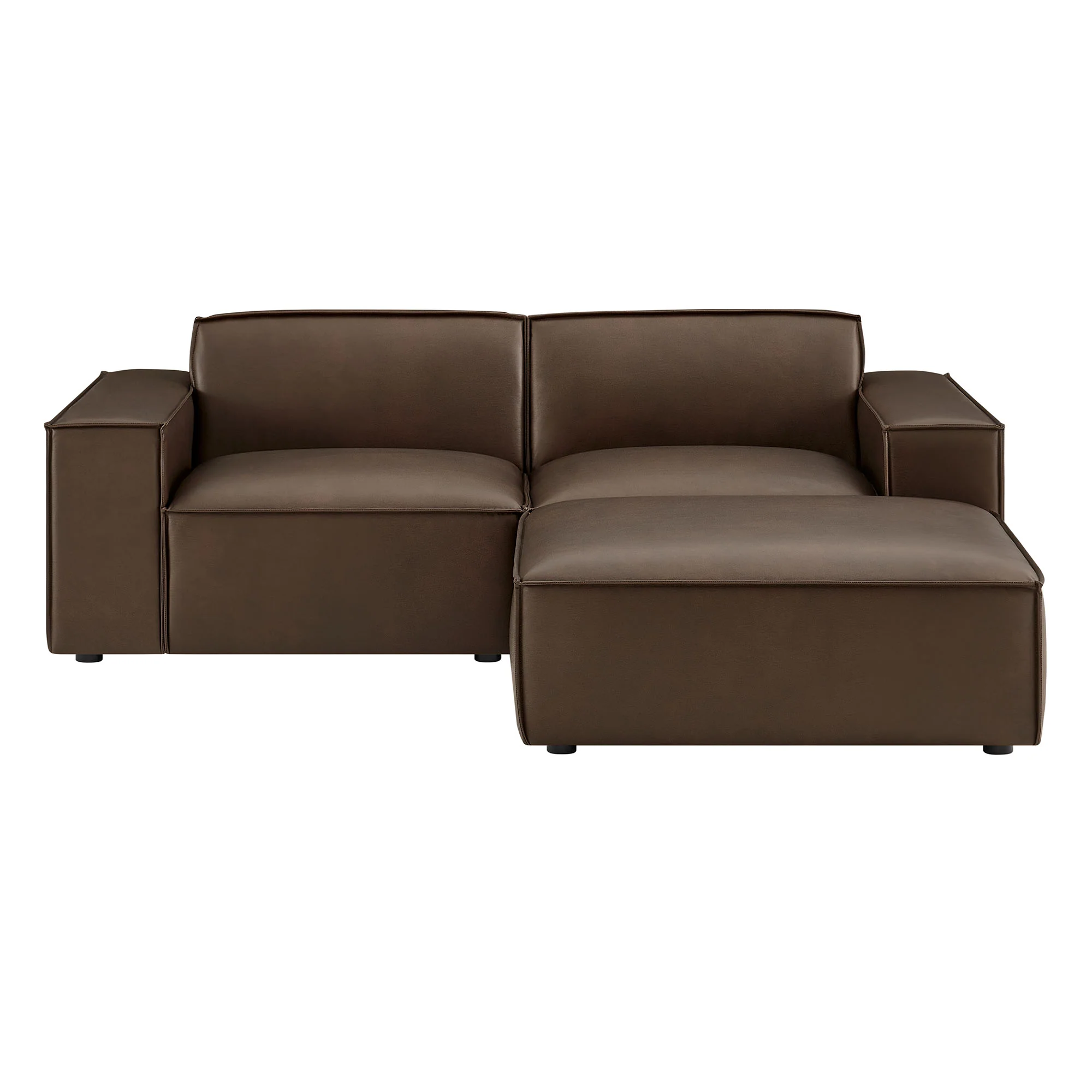 Restore 3-Piece Vegan Leather Modular Loveseat with Ottoman by Modway - Image 3