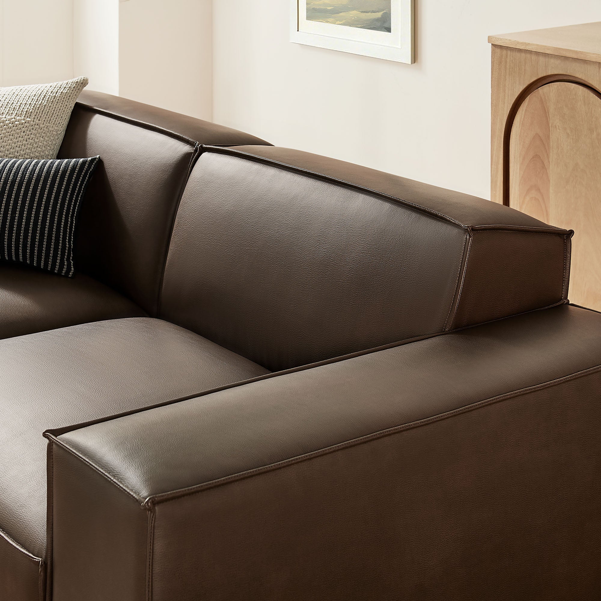 Restore 3-Piece Vegan Leather Modular Loveseat with Ottoman by Modway - Image 7