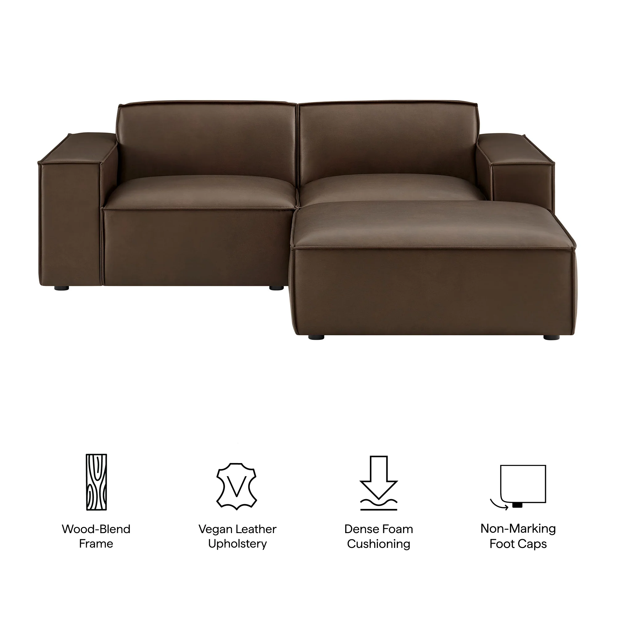 Restore 3-Piece Vegan Leather Modular Loveseat with Ottoman by Modway - Image 8