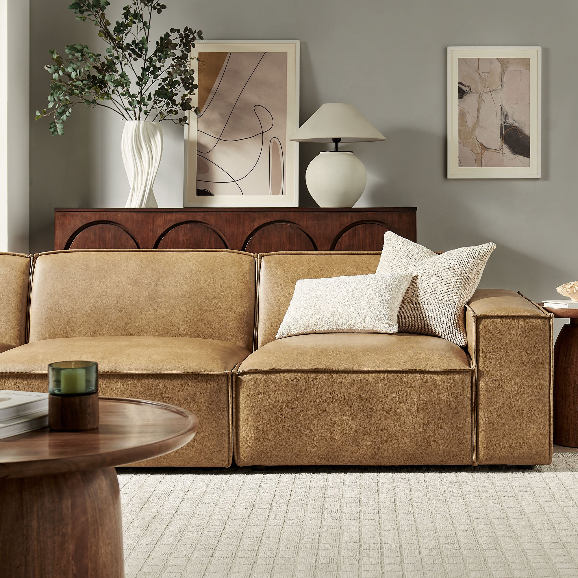 Restore 3-Piece Vegan Leather Modular Sofa Set by Modway - Image 14