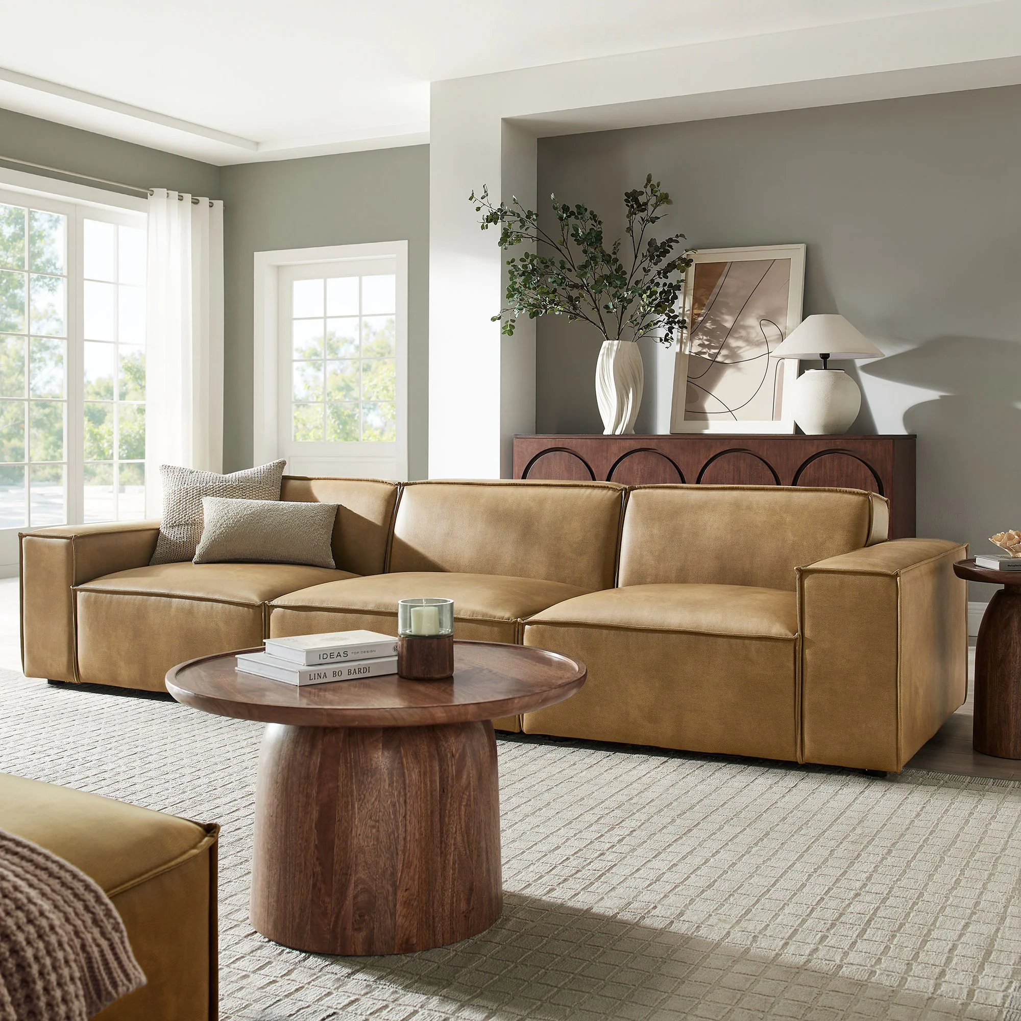 Restore 3-Piece Vegan Leather Modular Sofa Set by Modway - Image 16