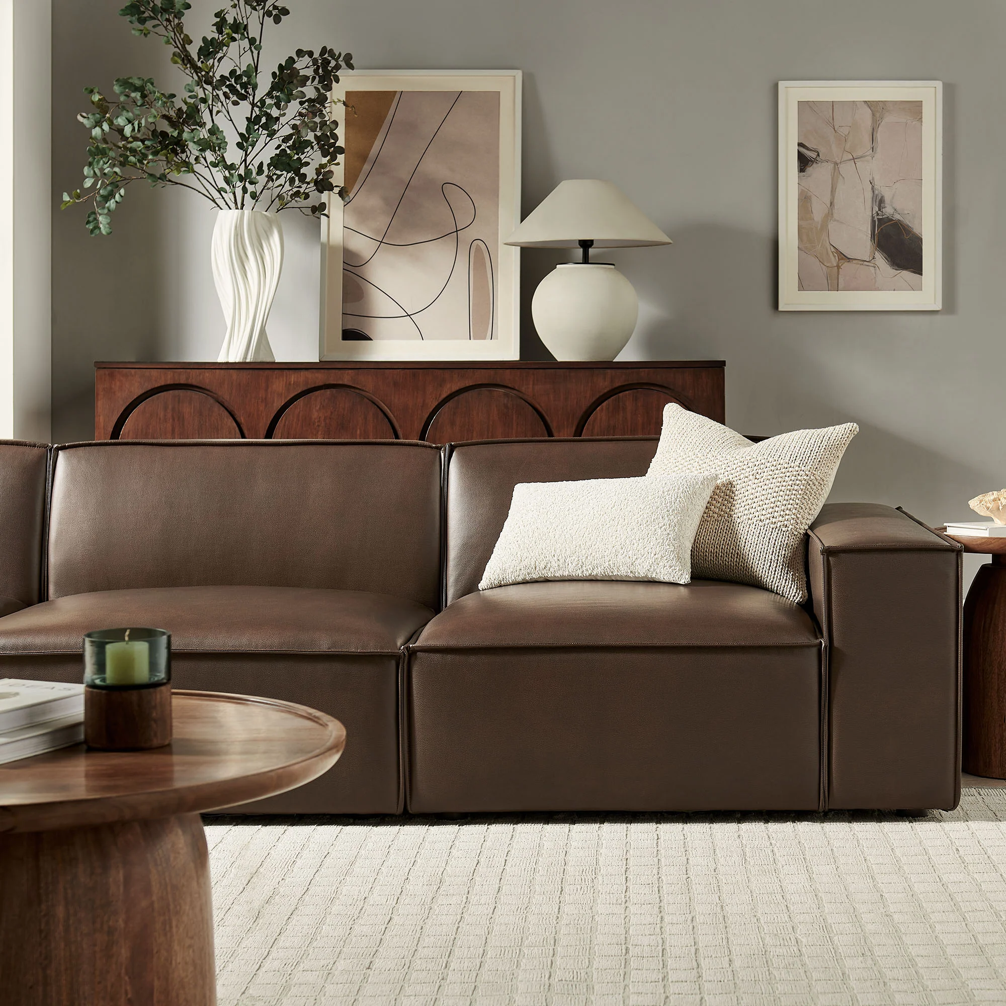 Restore 3-Piece Vegan Leather Modular Sofa Set by Modway - Image 5