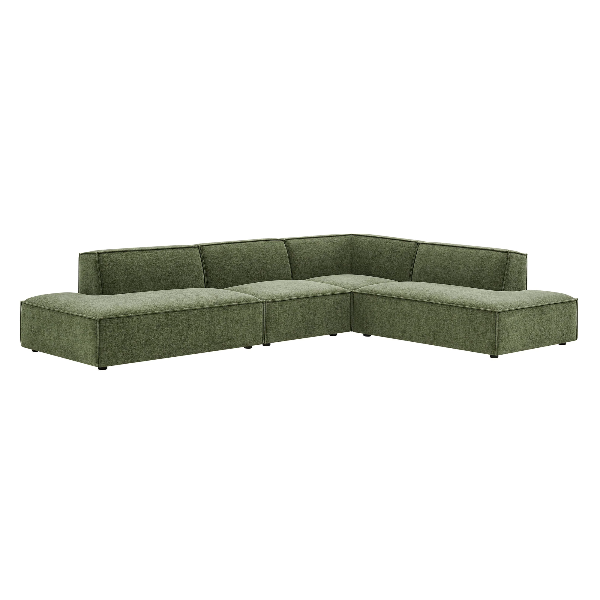 Restore 4-Piece Performance Fabric Upholstered Modular L-Shaped Armless Sectional Sofa by Modway - Image 13