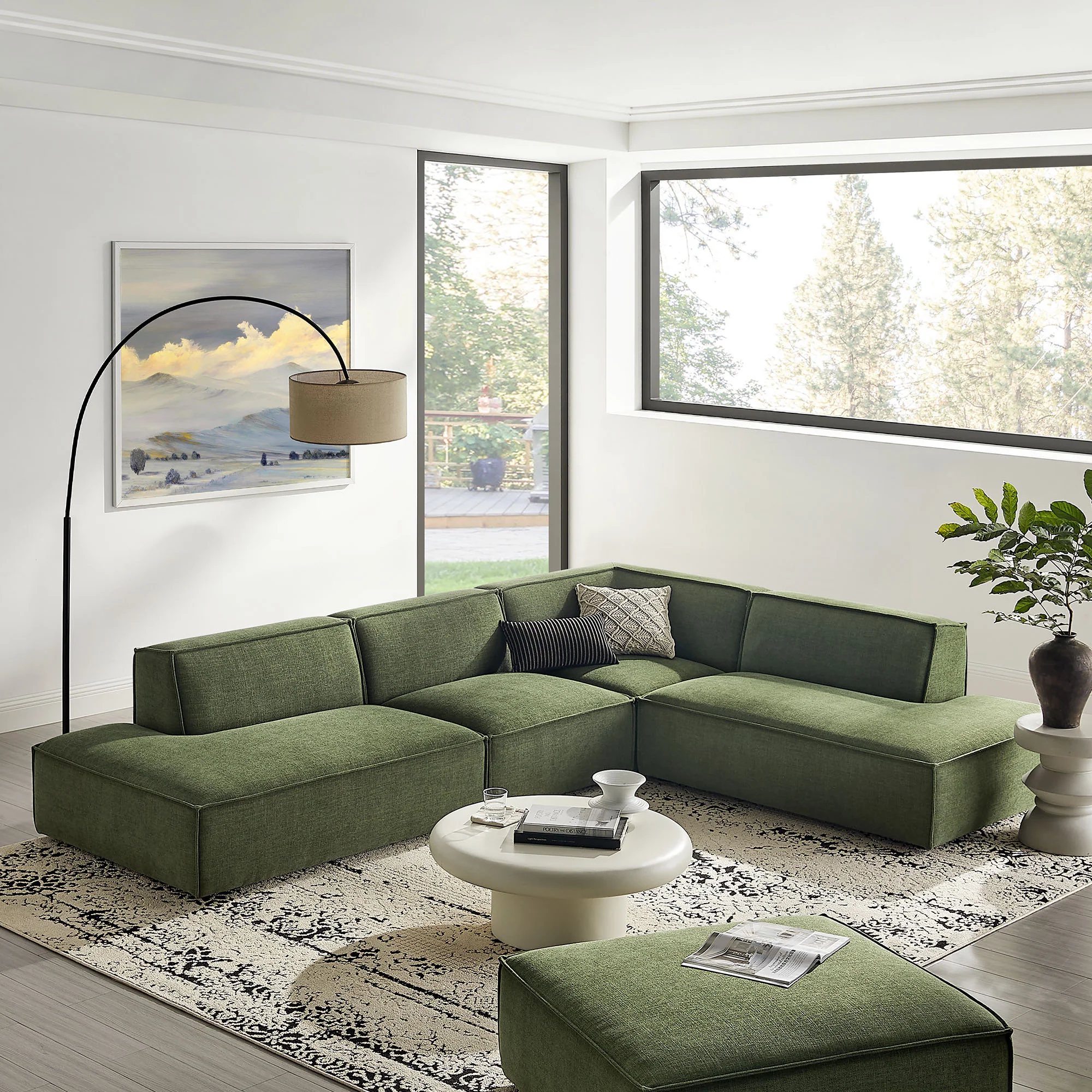 Restore 4-Piece Performance Fabric Upholstered Modular L-Shaped Armless Sectional Sofa by Modway - Image 18