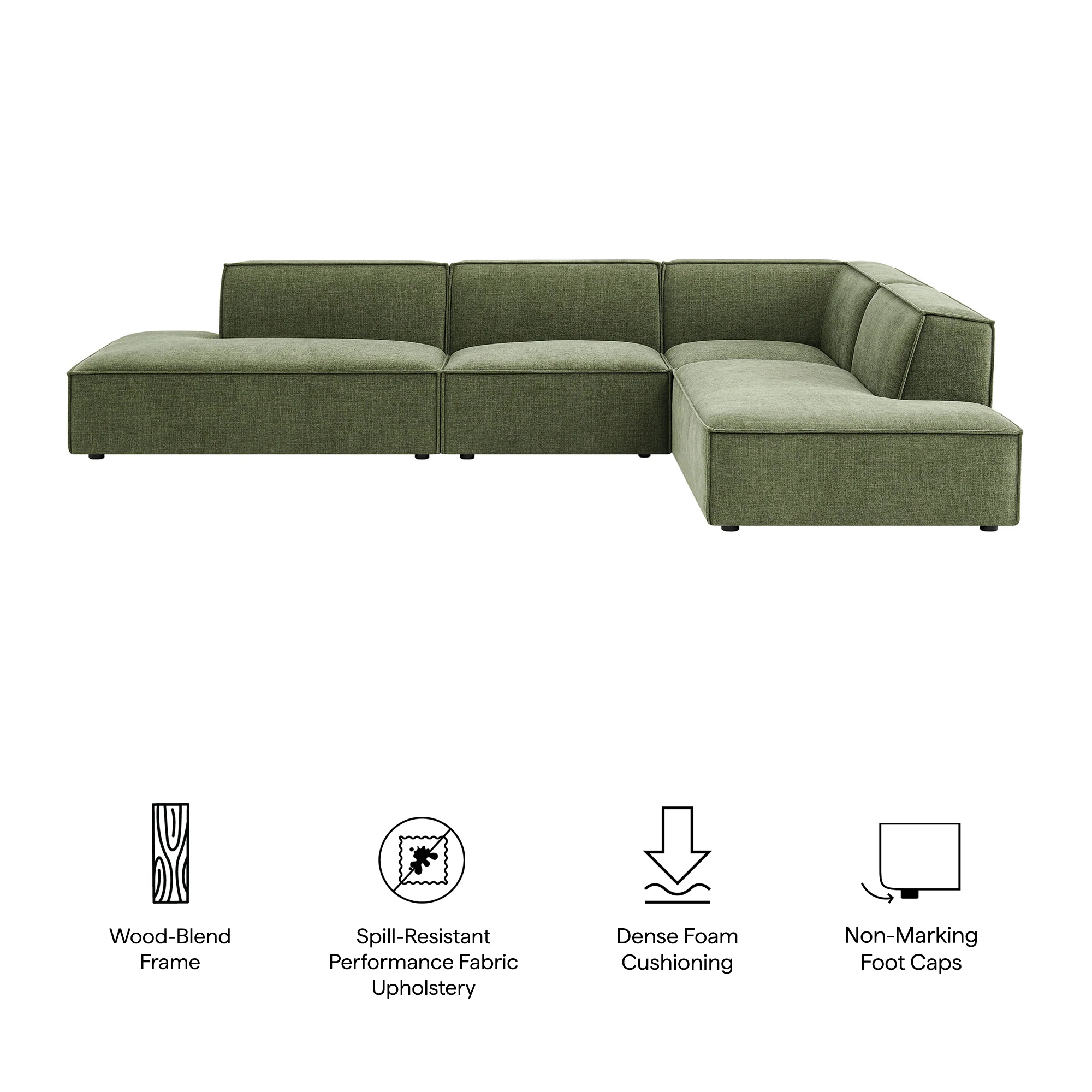 Restore 4-Piece Performance Fabric Upholstered Modular L-Shaped Armless Sectional Sofa by Modway - Image 19