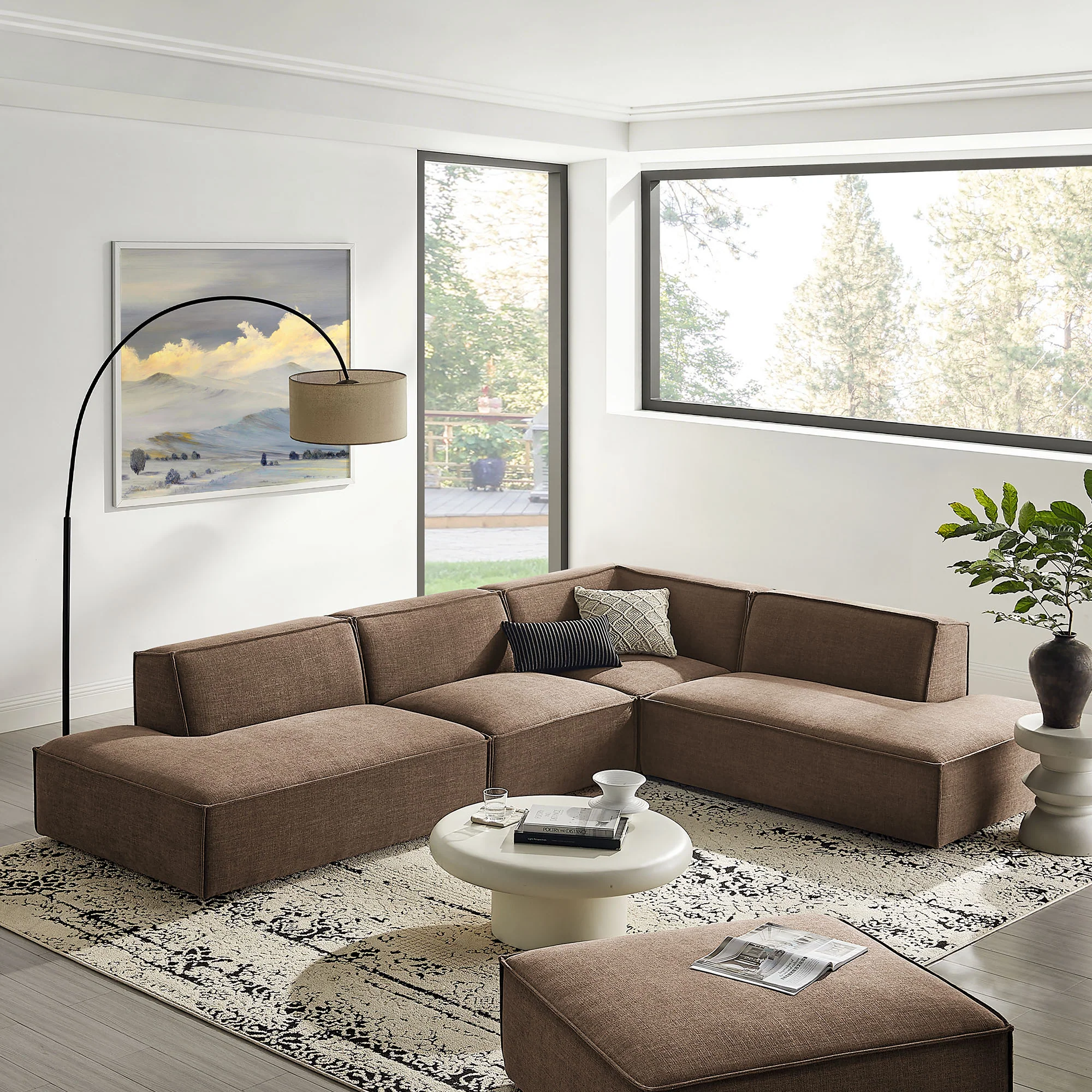 Restore 4-Piece Performance Fabric Upholstered Modular L-Shaped Armless Sectional Sofa by Modway - Image 30