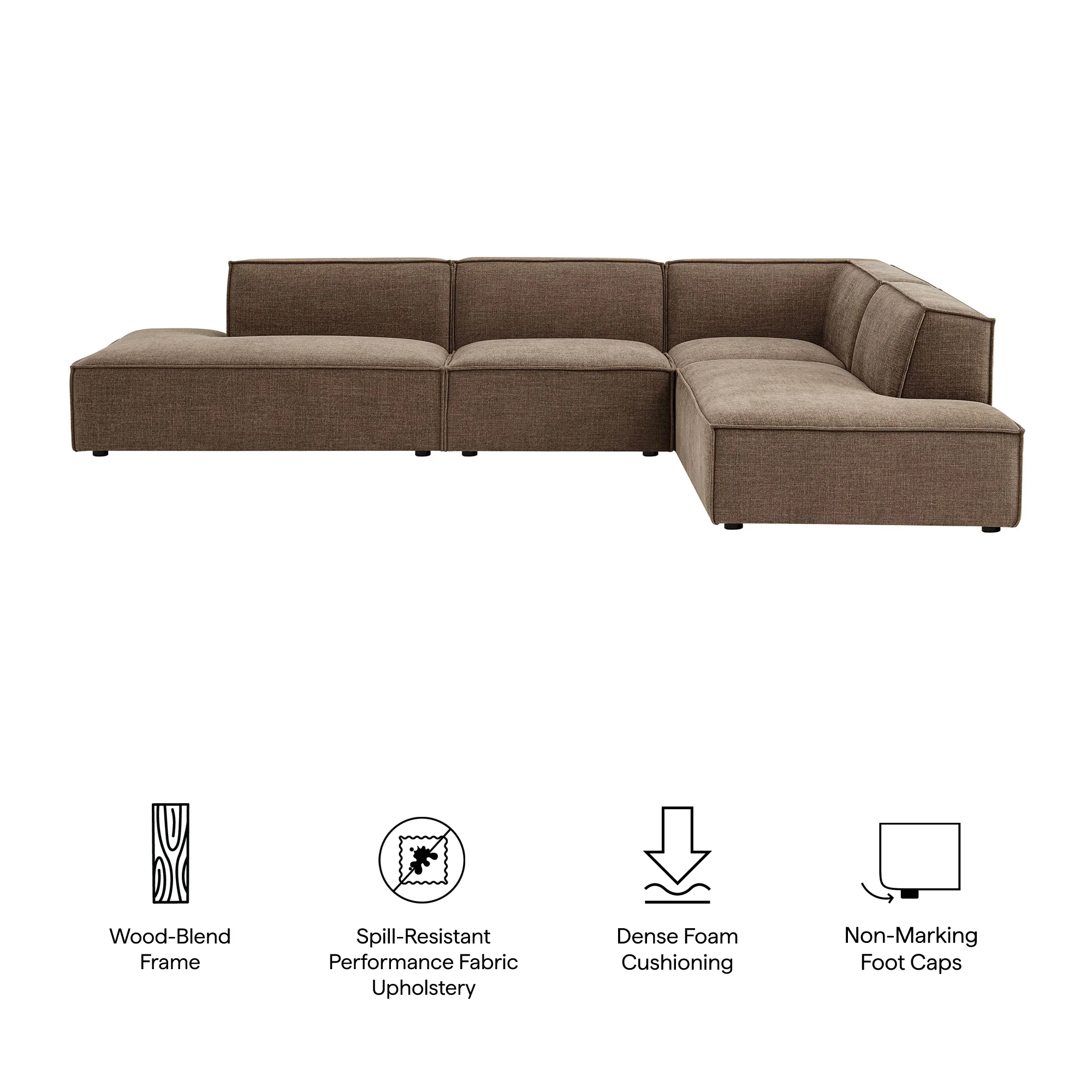 Restore 4-Piece Performance Fabric Upholstered Modular L-Shaped Armless Sectional Sofa by Modway - Image 31