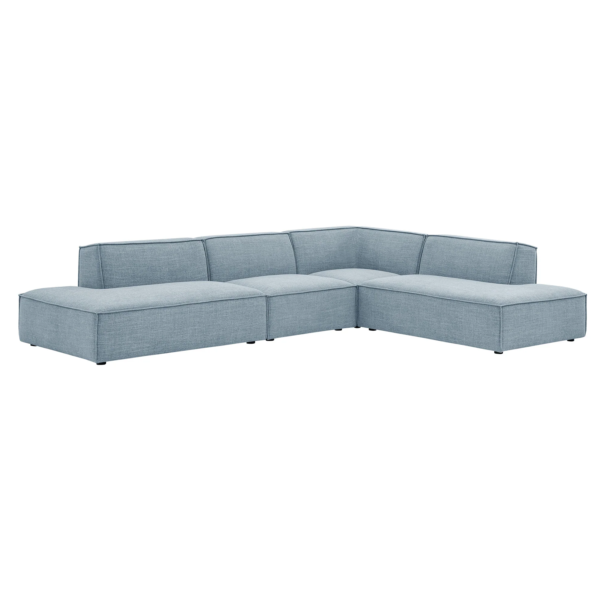 Restore 4-Piece Performance Fabric Upholstered Modular L-Shaped Armless Sectional Sofa by Modway - Image 49