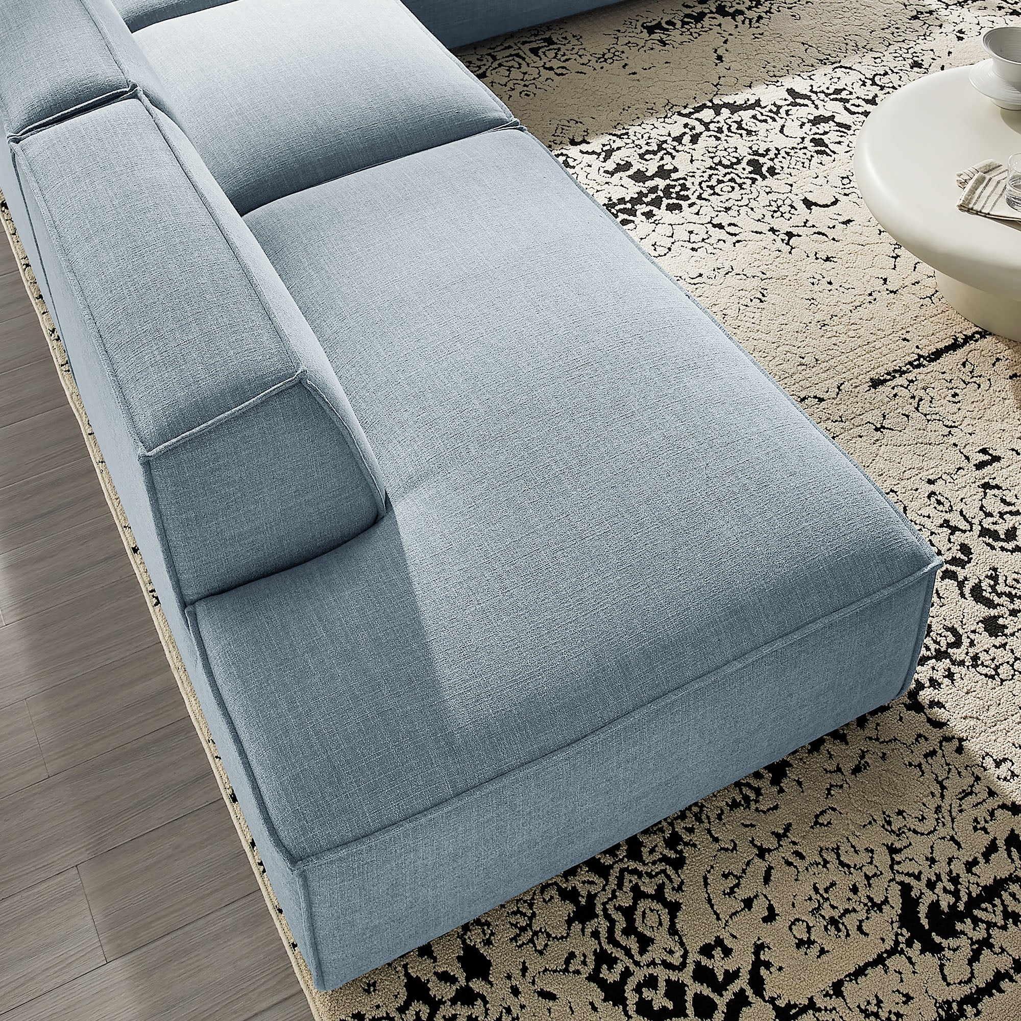 Restore 4-Piece Performance Fabric Upholstered Modular L-Shaped Armless Sectional Sofa by Modway - Image 52
