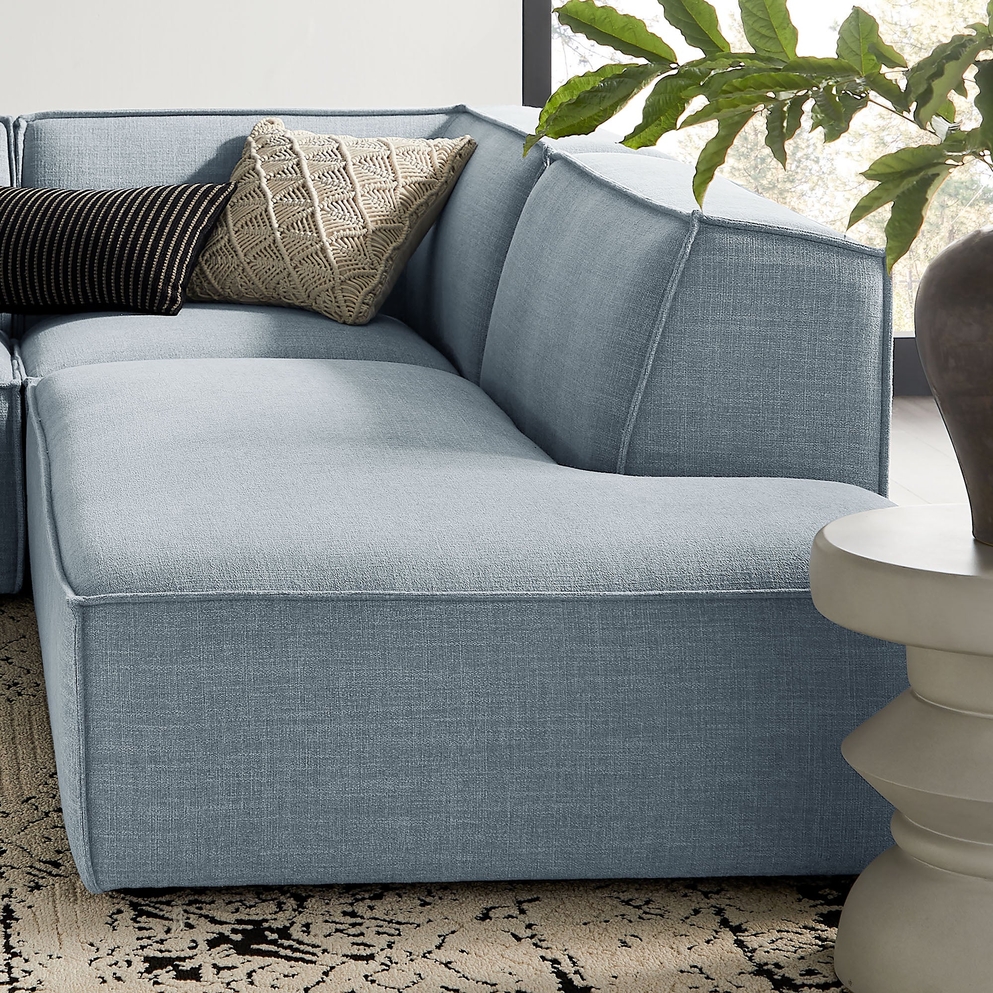 Restore 4-Piece Performance Fabric Upholstered Modular L-Shaped Armless Sectional Sofa by Modway - Image 53