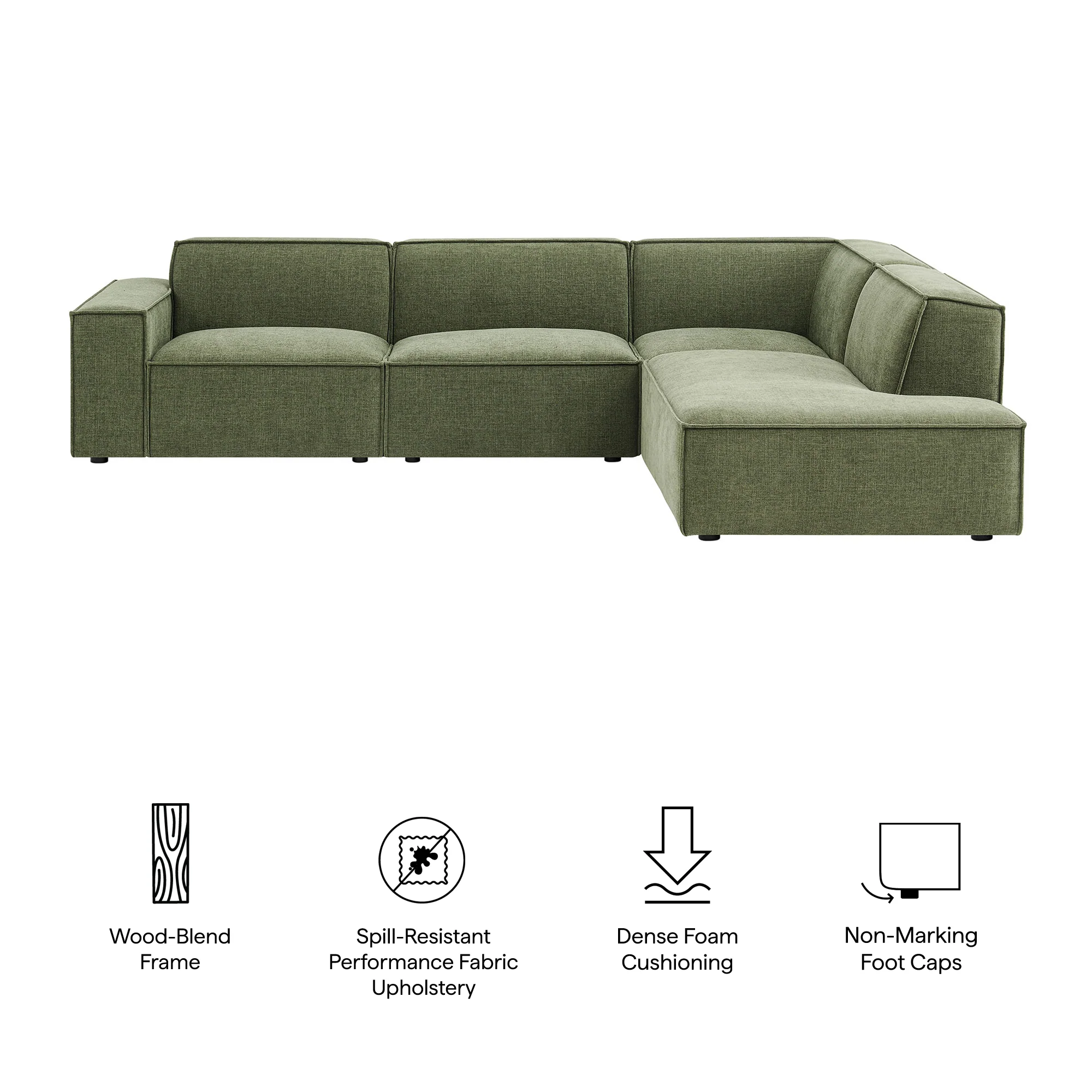 Restore 4-Piece Performance Fabric Upholstered Modular L-Shaped Sofa by Modway - Image 19